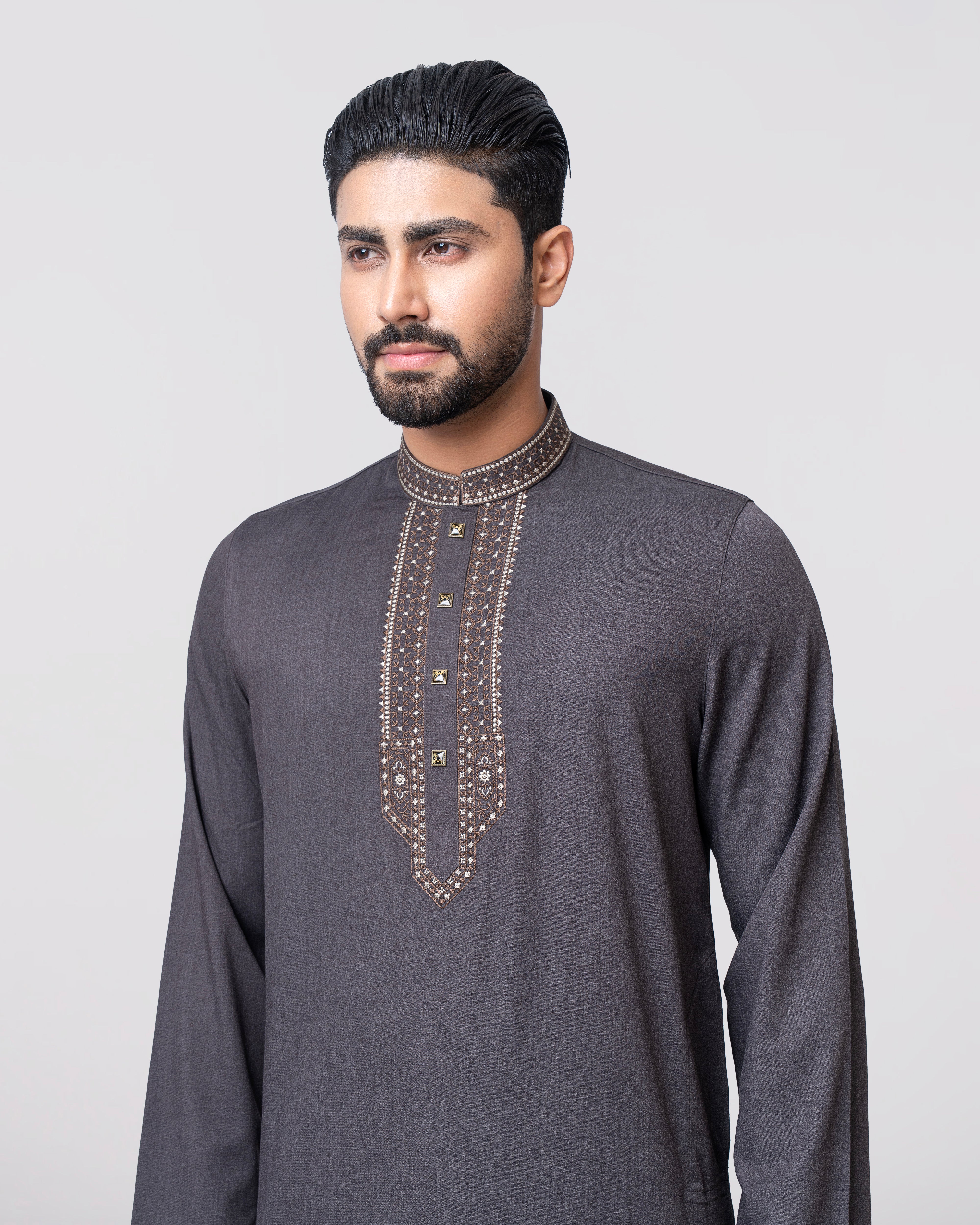 Regular Fit Embroidered Semi-Formal Panjabi - Image 2