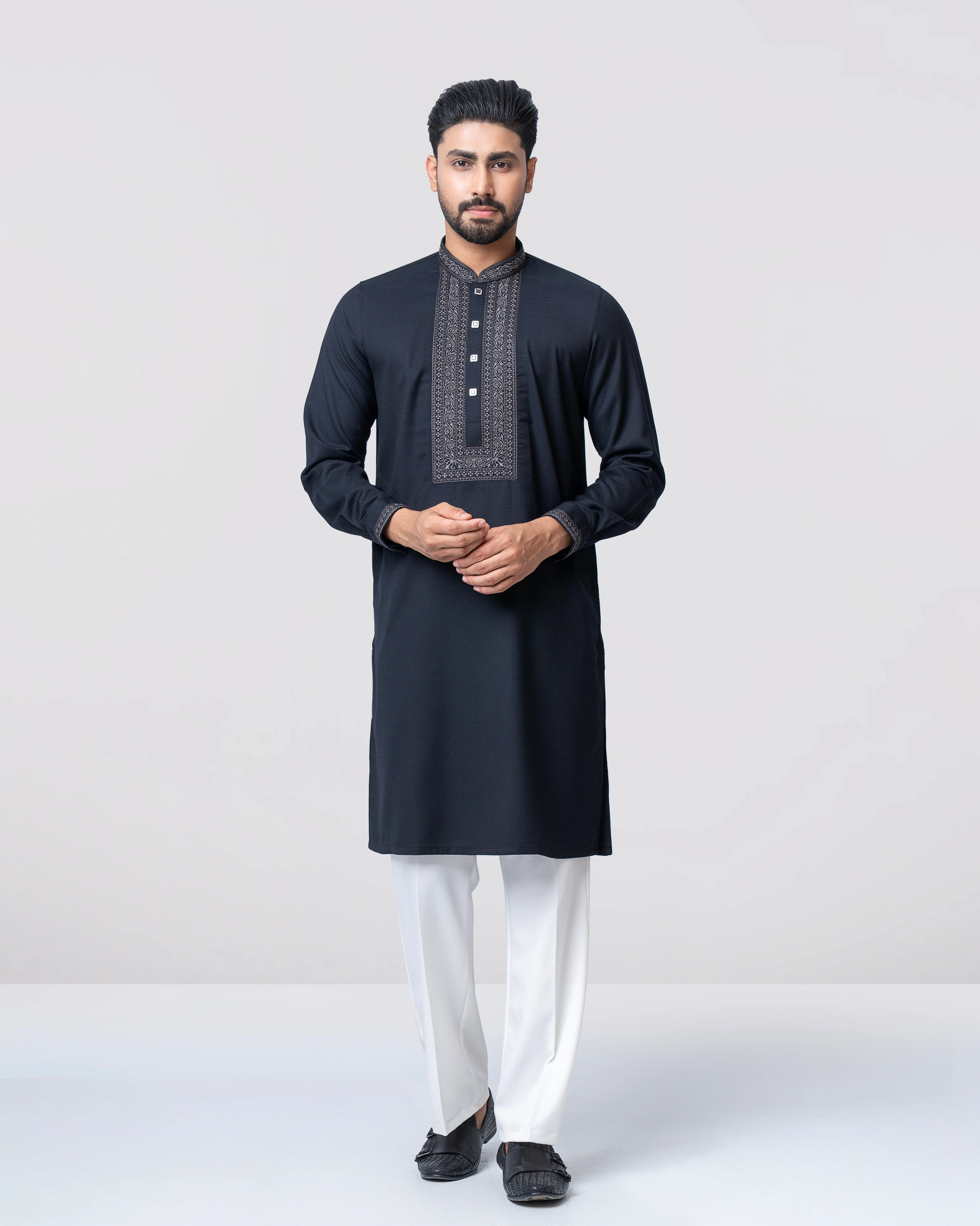 Regular Fit Embroidered Blended Fabric Formal Panjabi
