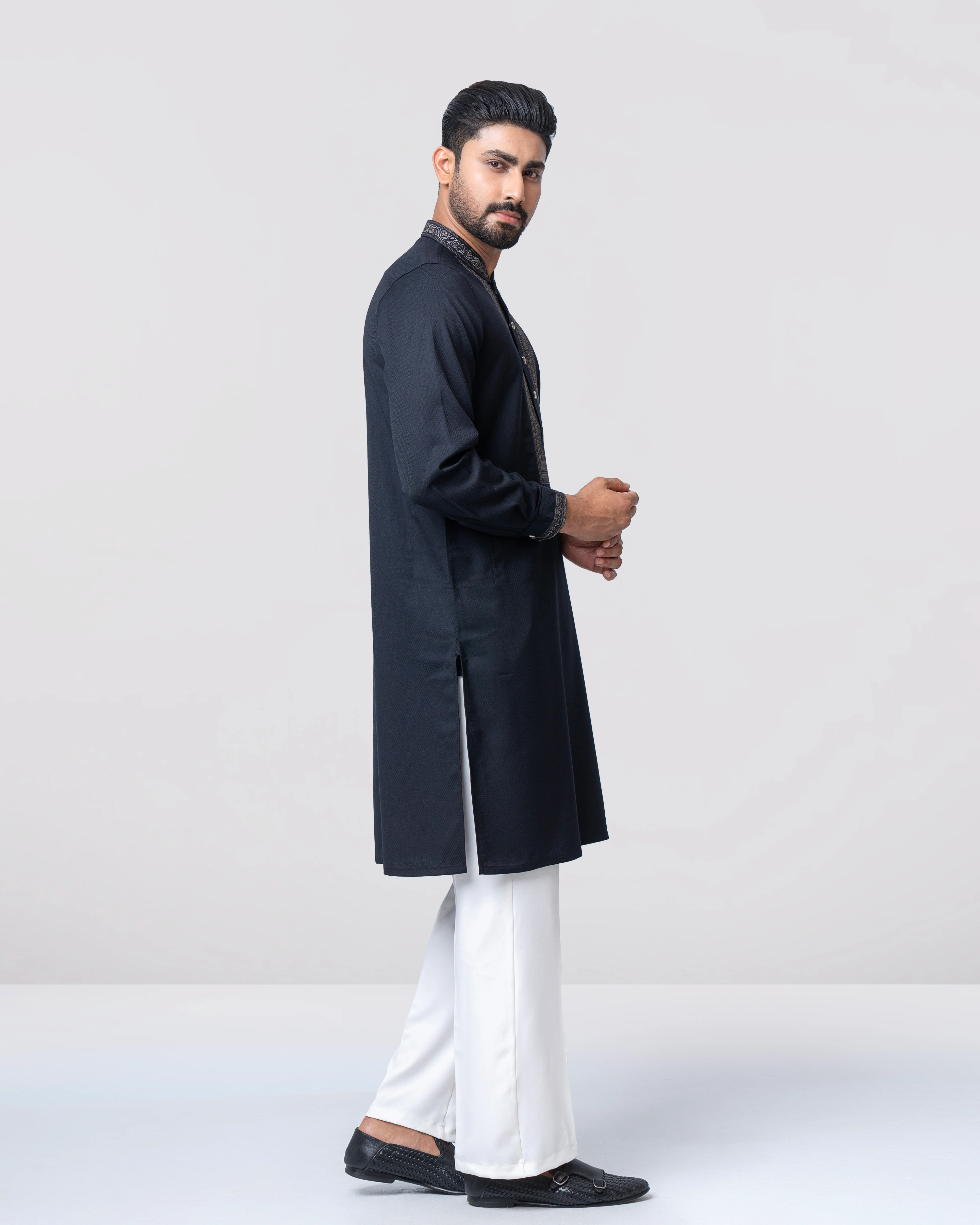 Regular Fit Embroidered Blended Fabric Formal Panjabi - Image 4