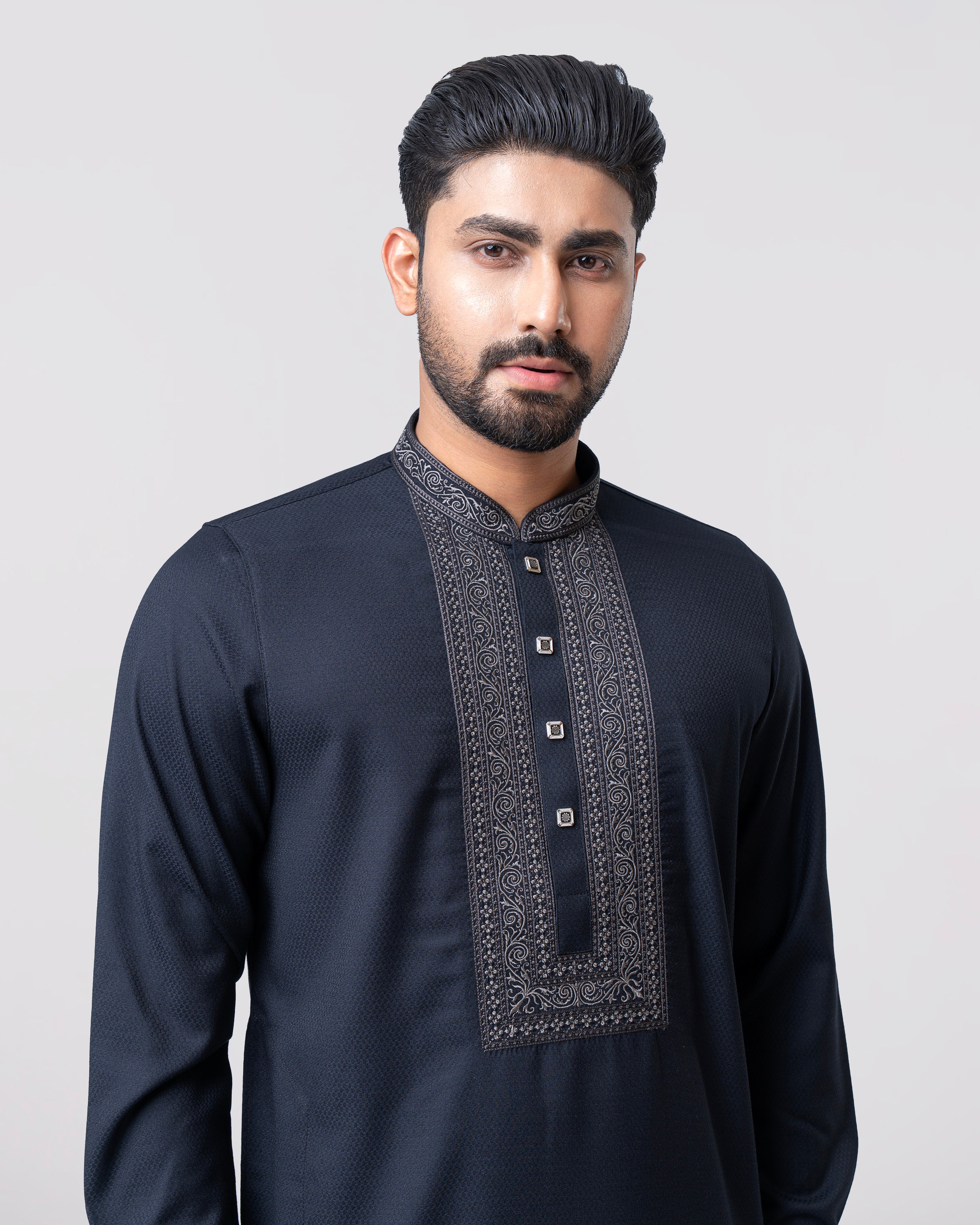 Regular Fit Embroidered Blended Fabric Formal Panjabi - Image 6