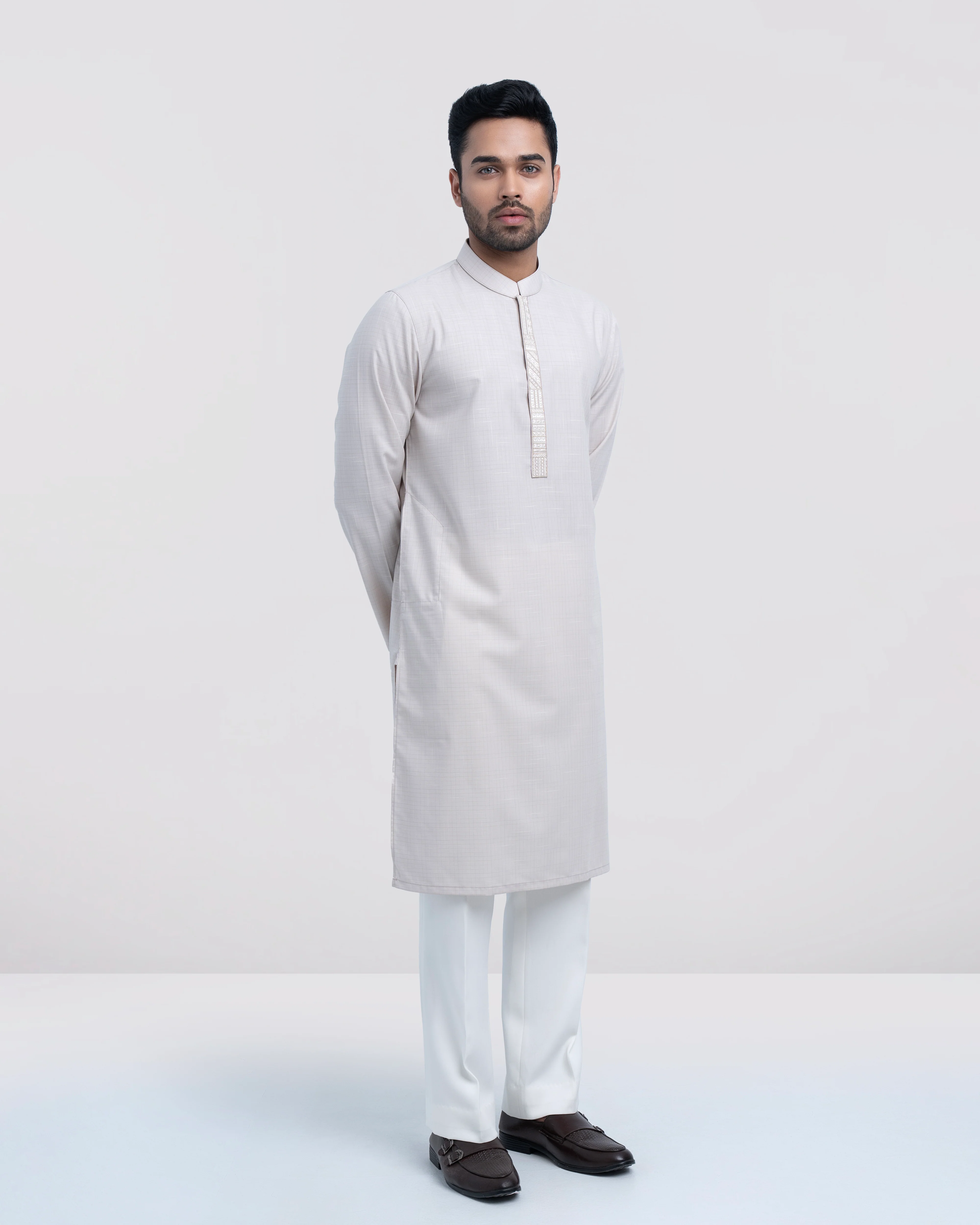 Regular Fit Embroidered Semi-Formal Panjabi - Image 4
