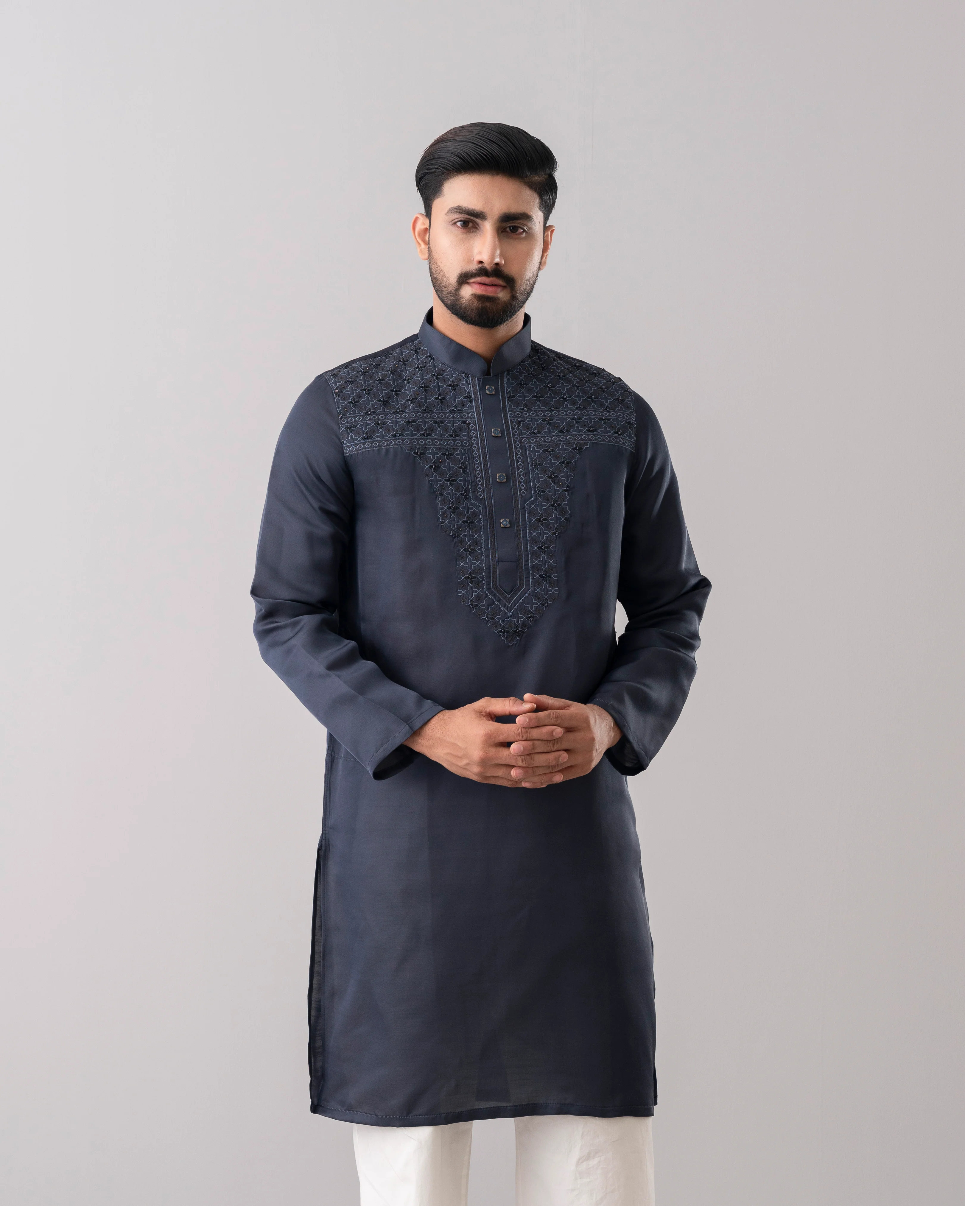 Regular Fit Embroidered Formal Panjabi - Image 2