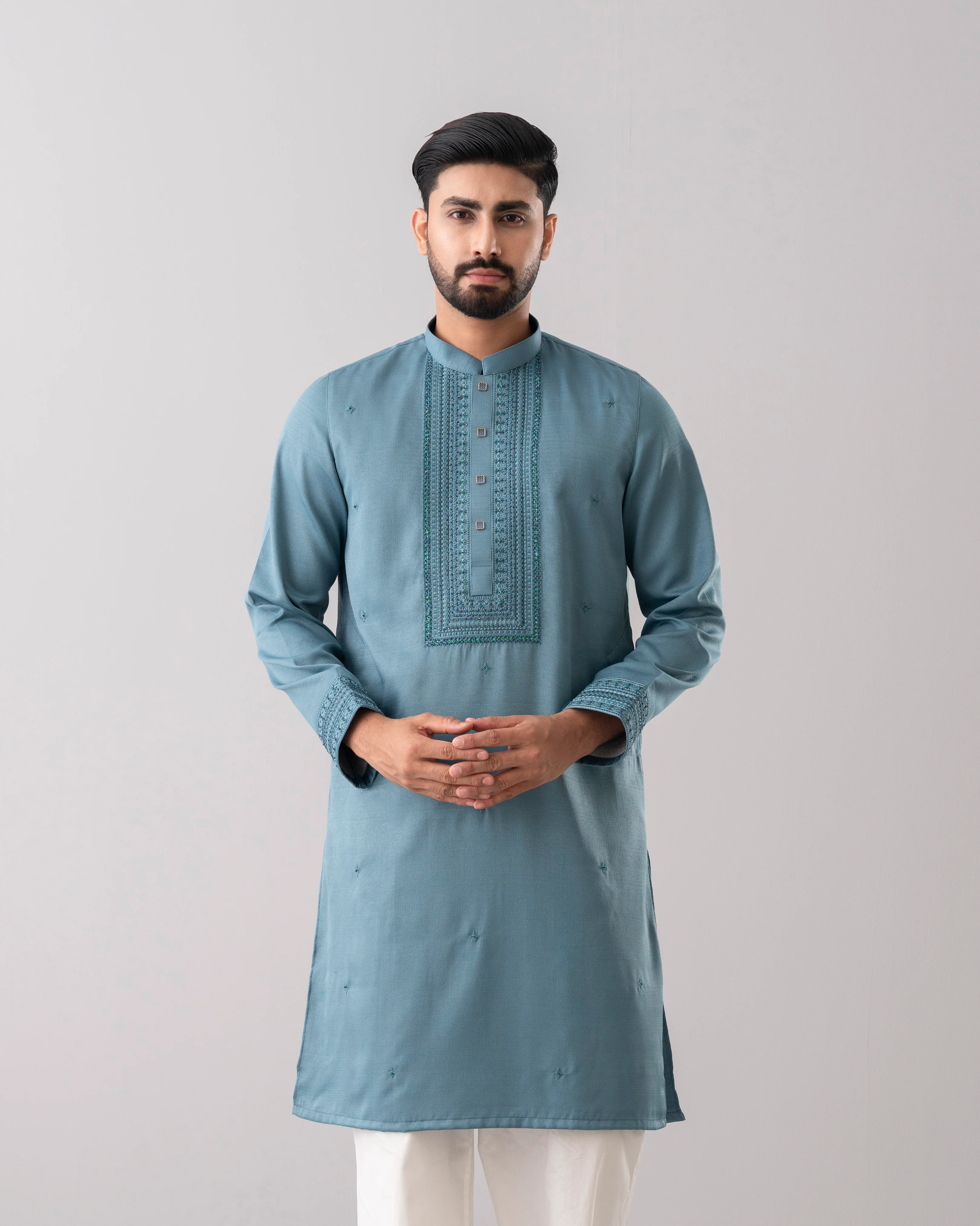 Regular Fit Embroidered Formal Panjabi - Image 2