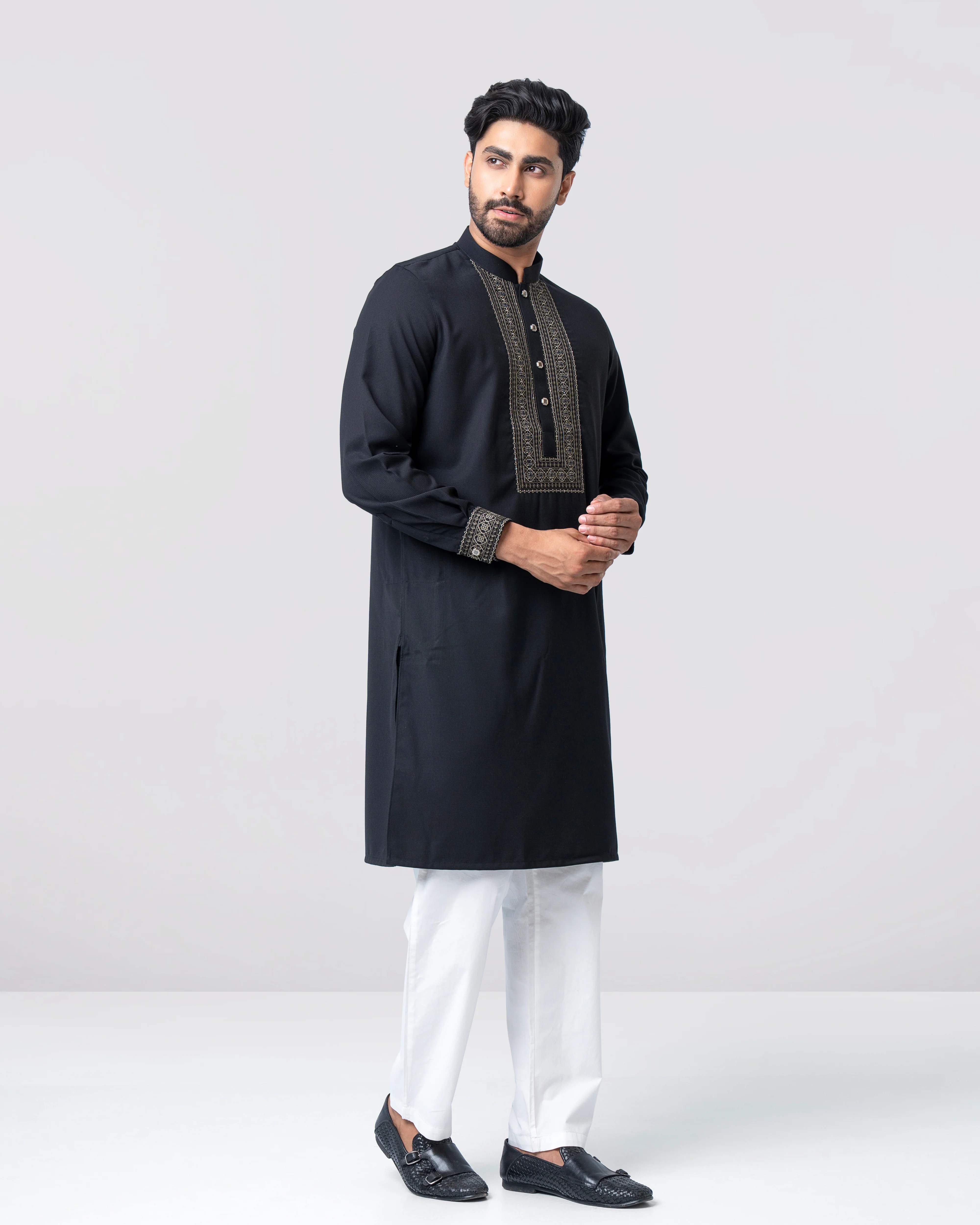 Regular Fit Embroidered Formal Panjabi - Image 4