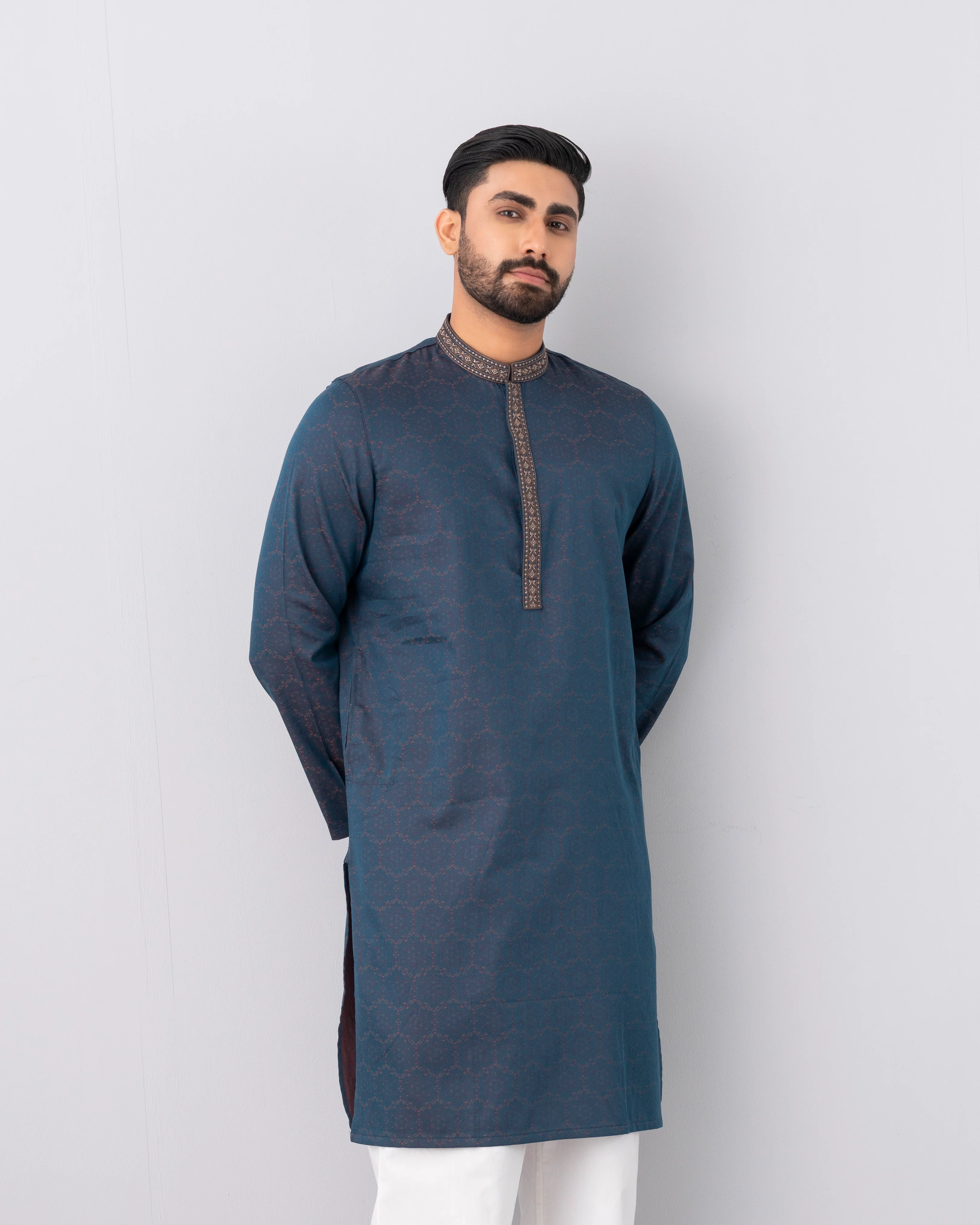 Regular Fit Embroidered Semi-Formal Panjabi - Image 14