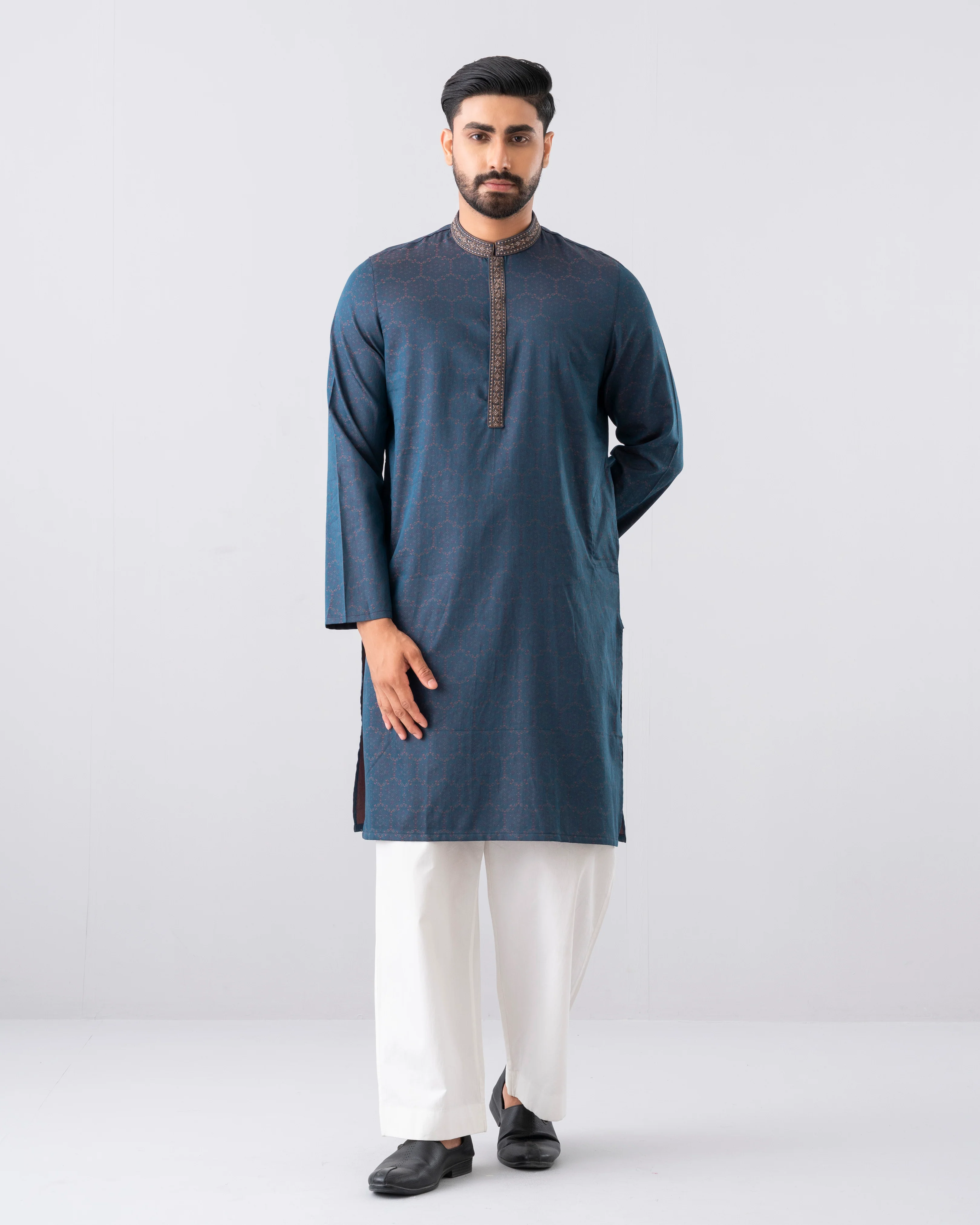 Regular Fit Embroidered Semi-Formal Panjabi - Image 8