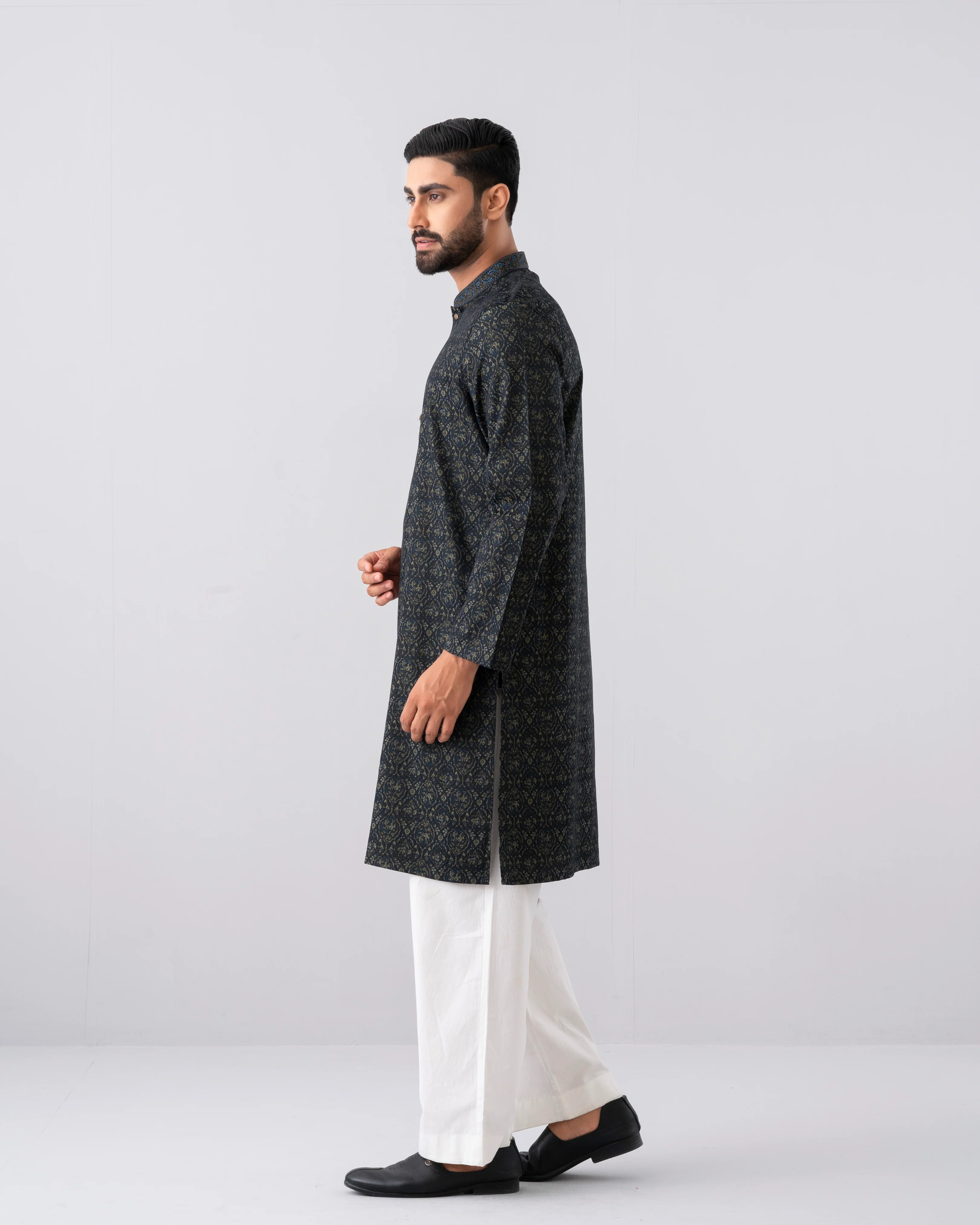 Regular Fit Embroidered Semi-Formal Panjabi - Image 3