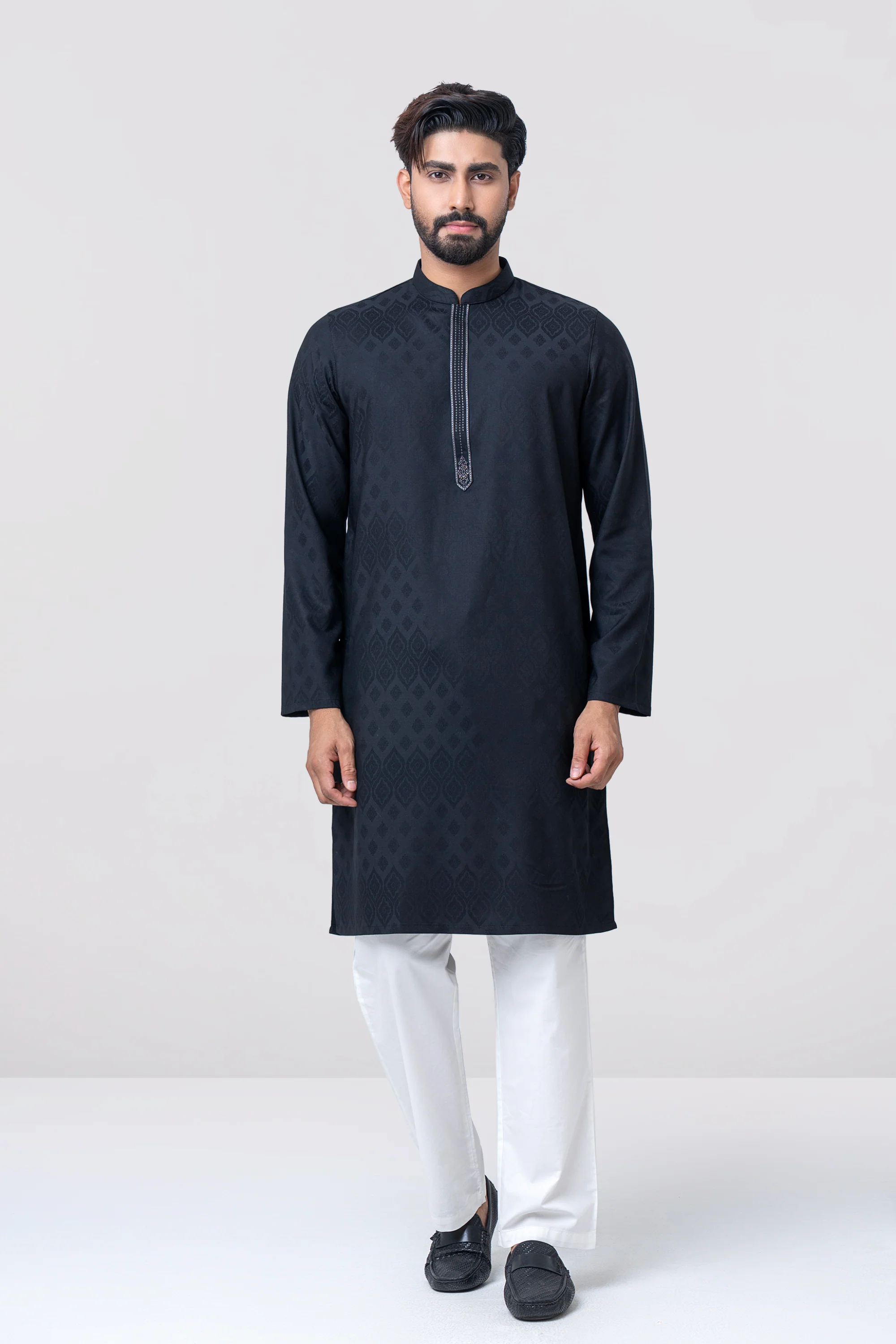 Regular Fit Embroidered Semi-Formal Panjabi - Image 3