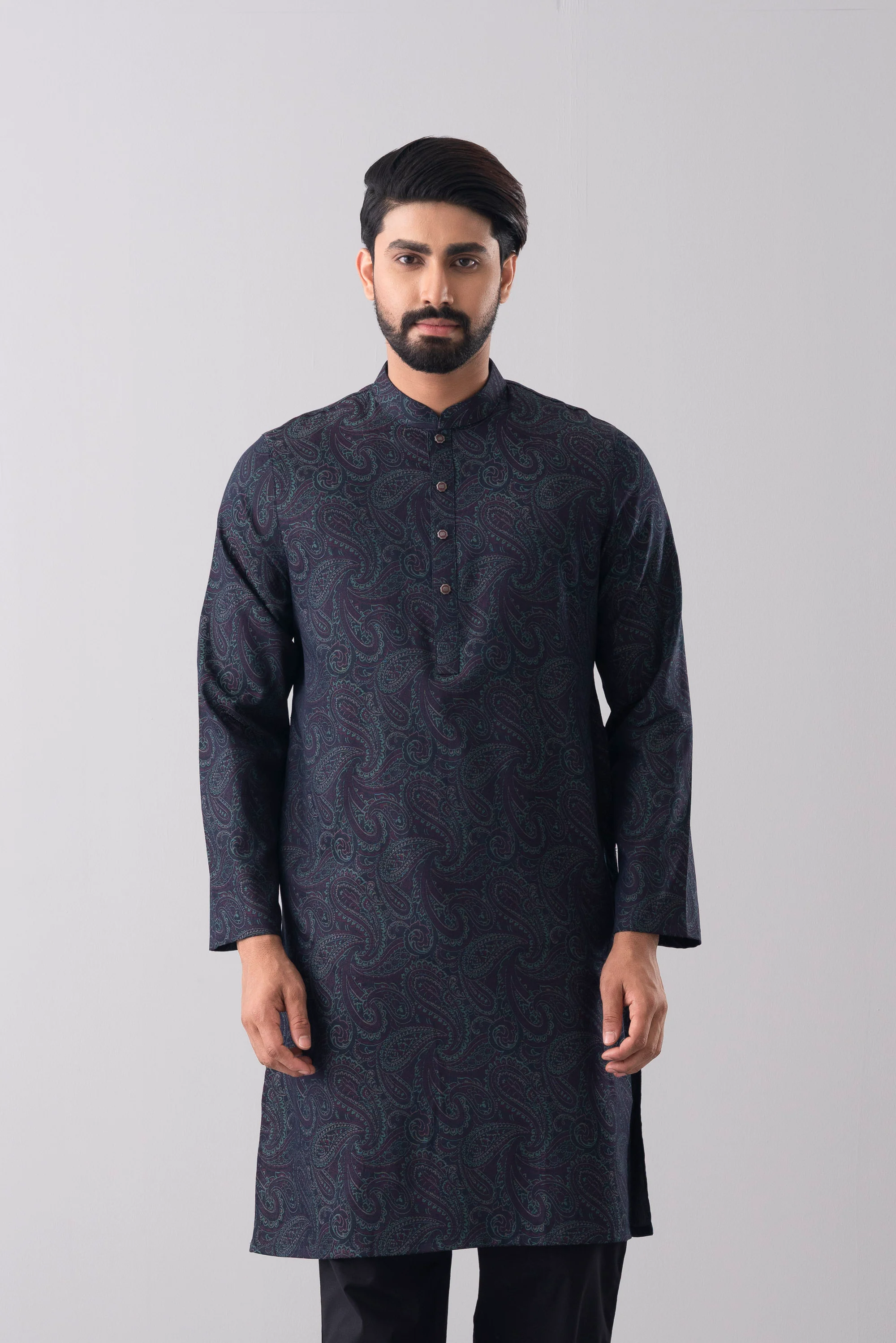 Regular Fit Jacquard Cotton Semi-Formal Panjabi - Image 2