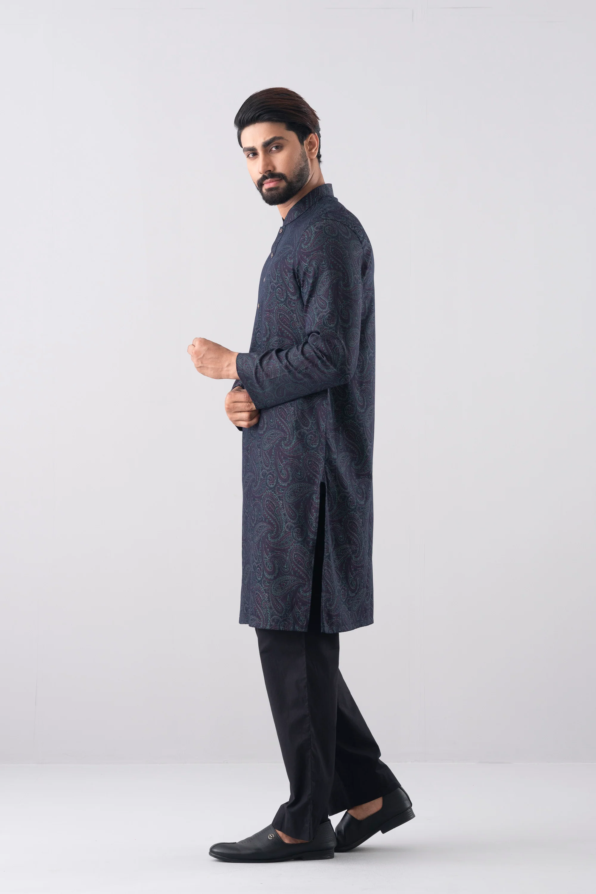 Regular Fit Jacquard Cotton Semi-Formal Panjabi - Image 3