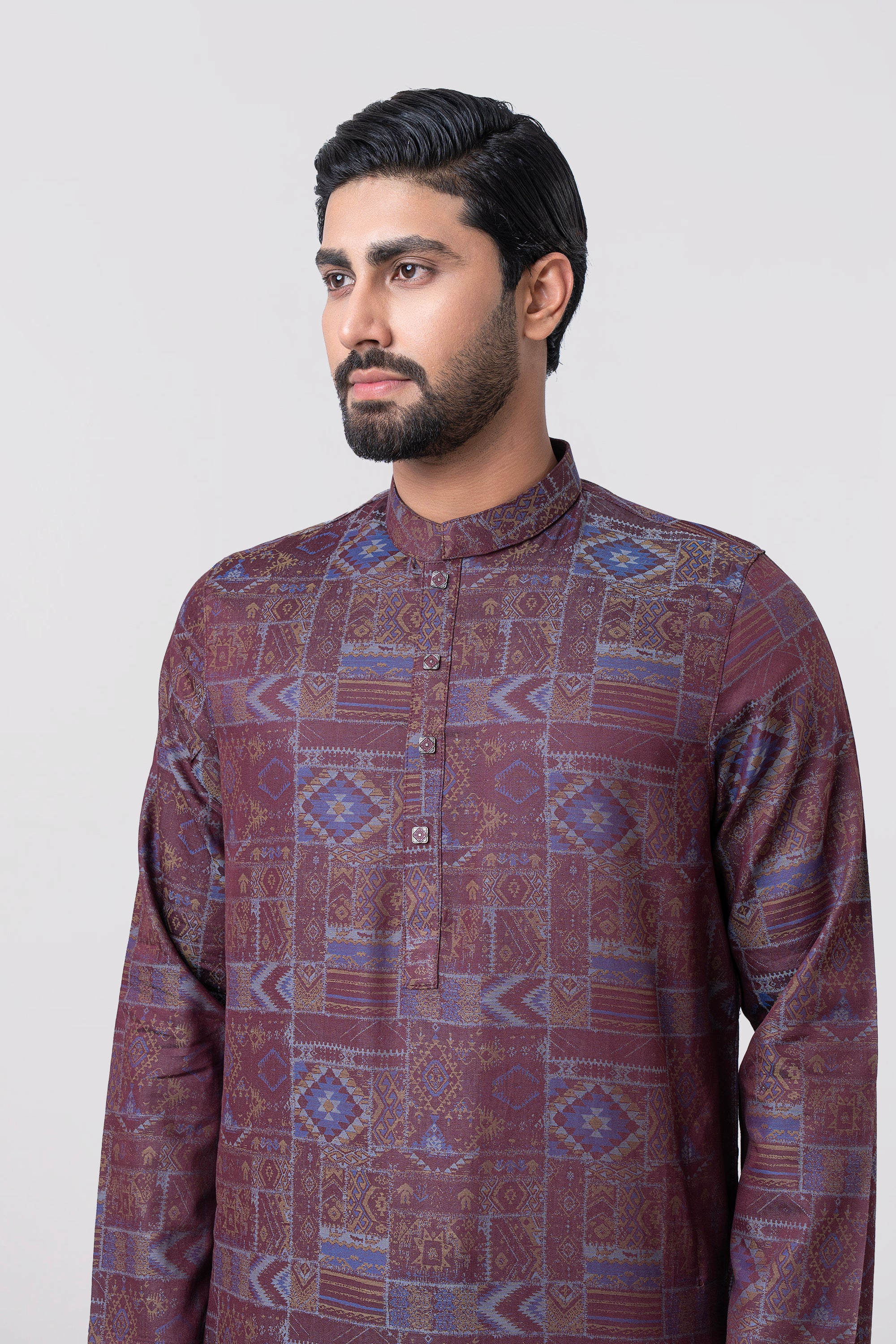 Regular Fit Jacquard Cotton Semi-Formal Panjabi - Image 2