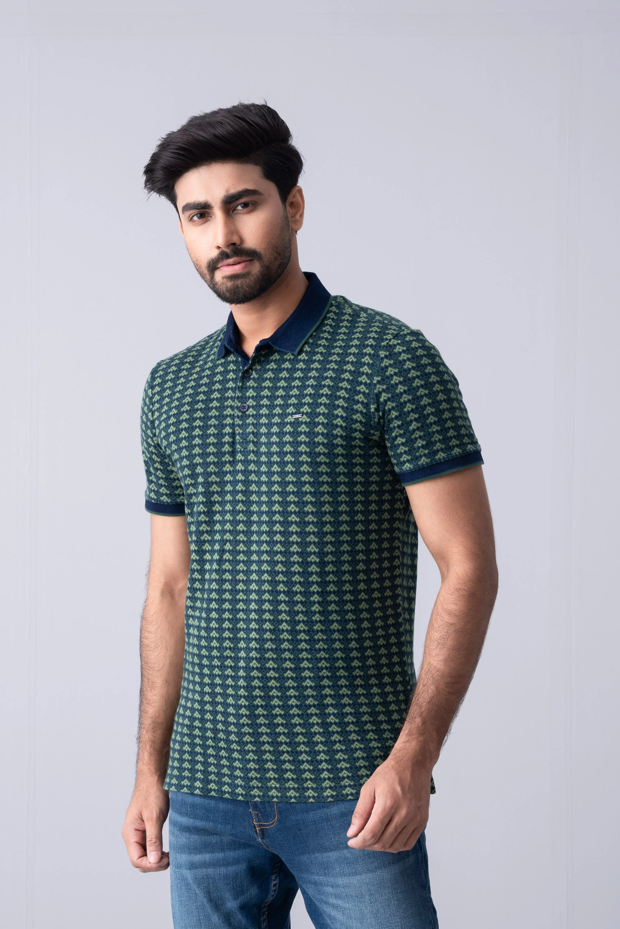 Regular Fit Washed Indigo Polo Shirt - Image 2