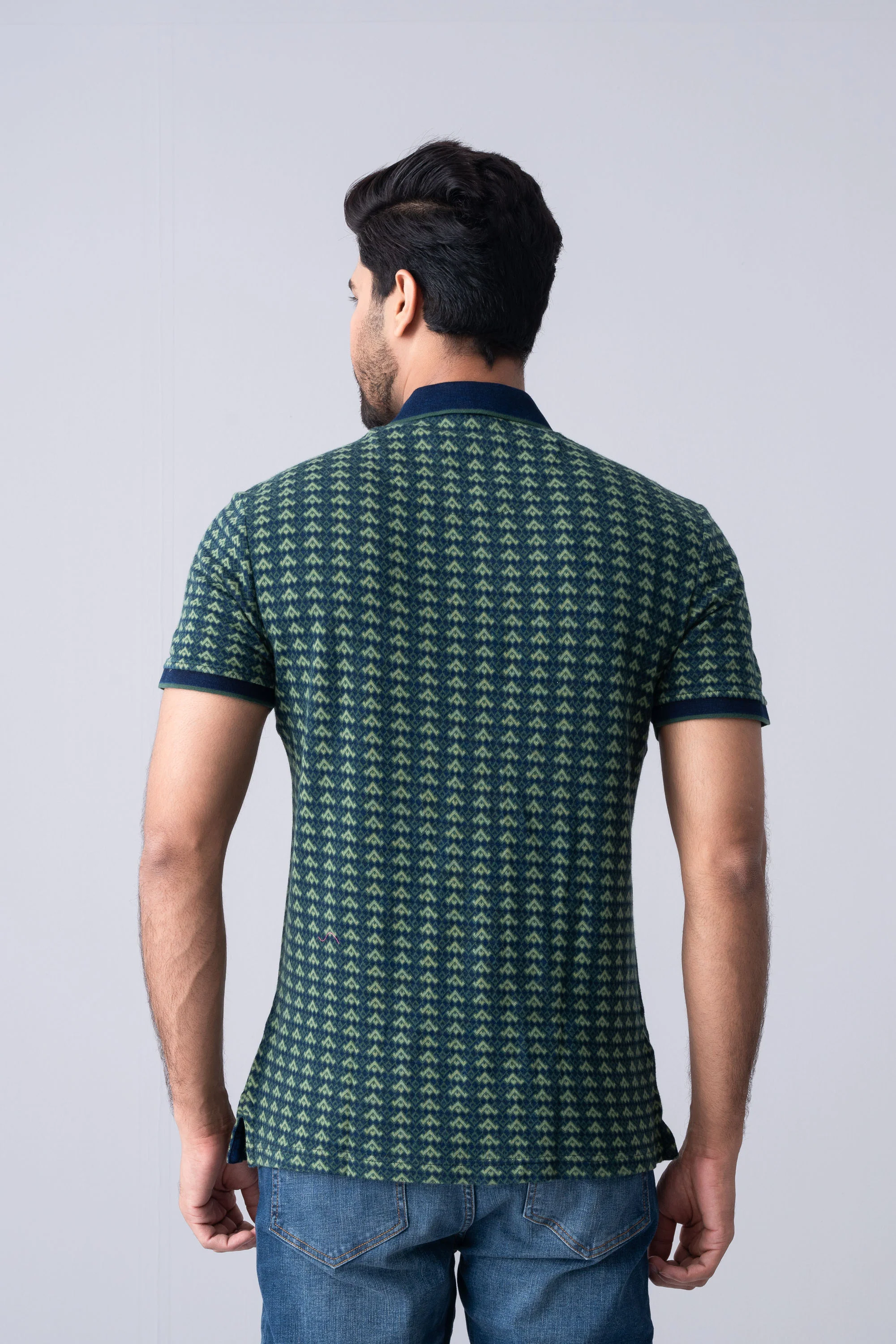Regular Fit Washed Indigo Polo Shirt - Image 4