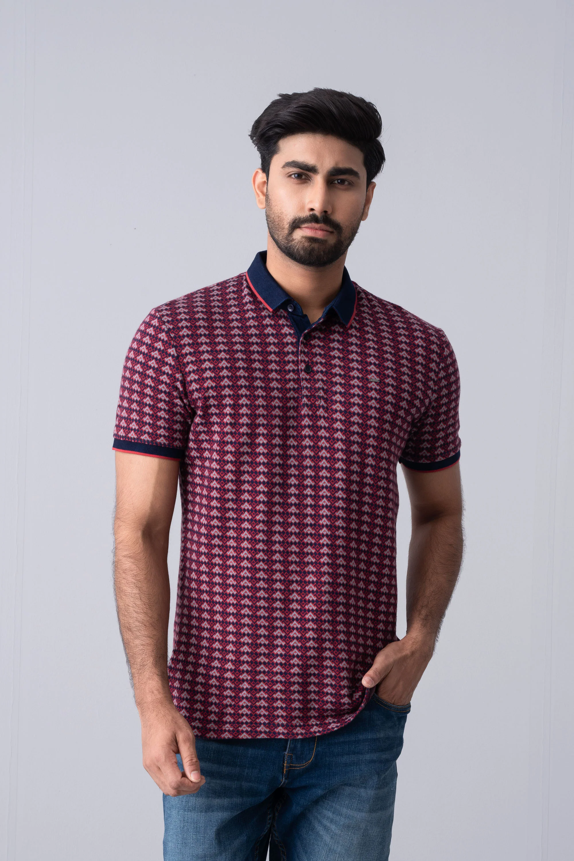 Regular Fit Washed Indigo Polo Shirt - Image 7