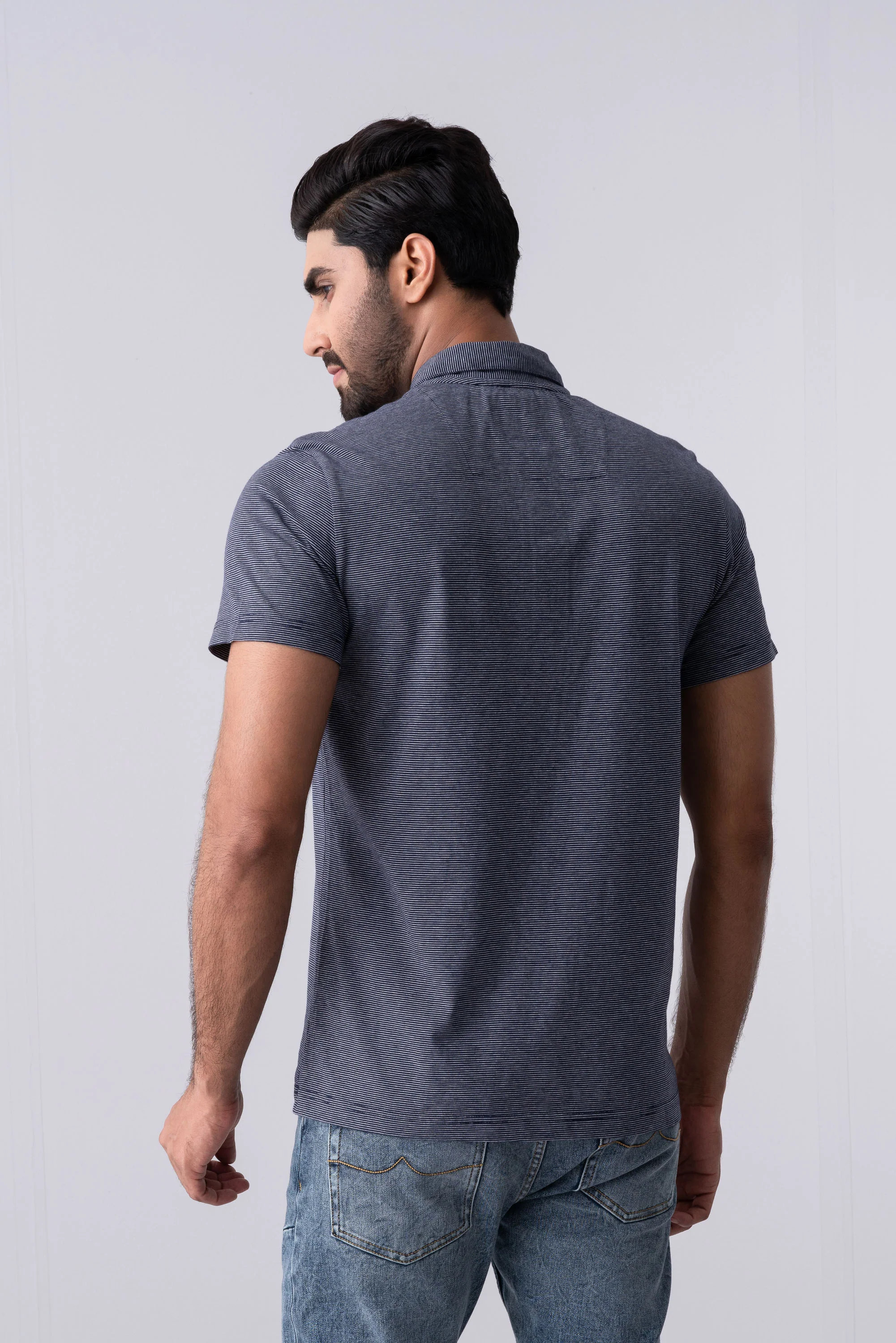Regular Fit Yarn-Dyed Jersey Polo Shirt - Image 4