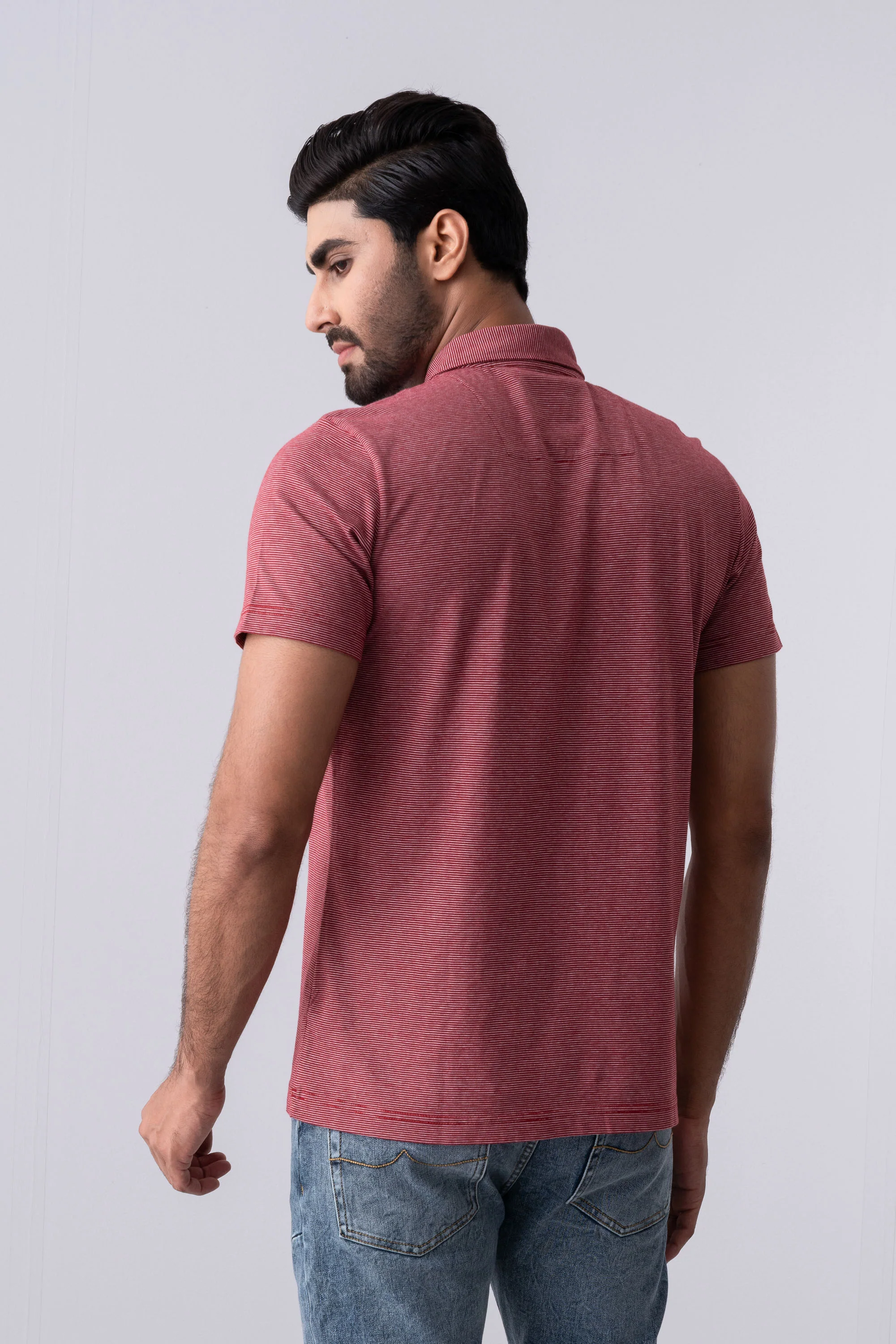 Regular Fit Yarn-Dyed Jersey Polo Shirt - Image 9