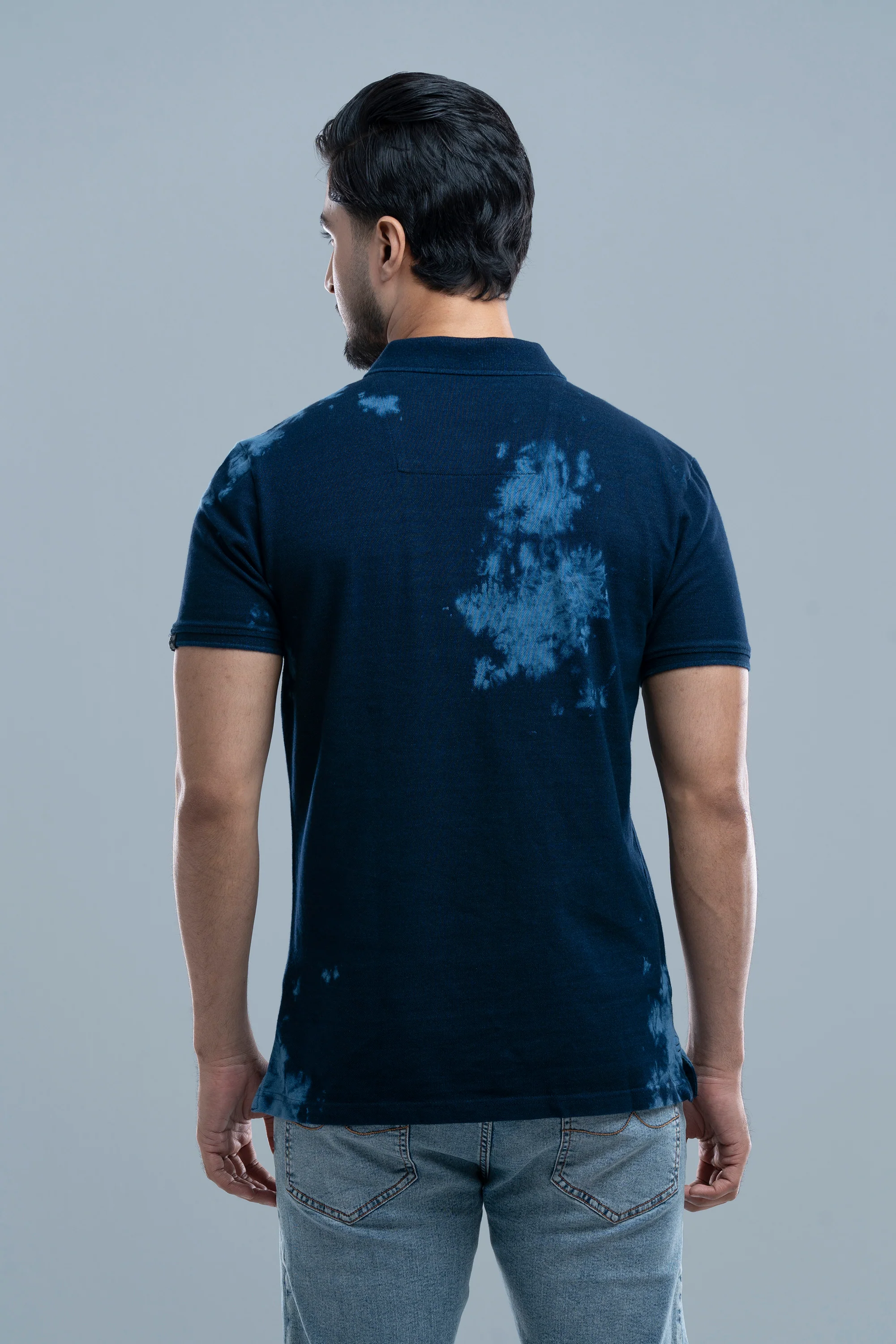 Regular Fit Indigo Washed Polo Shirt - Image 5