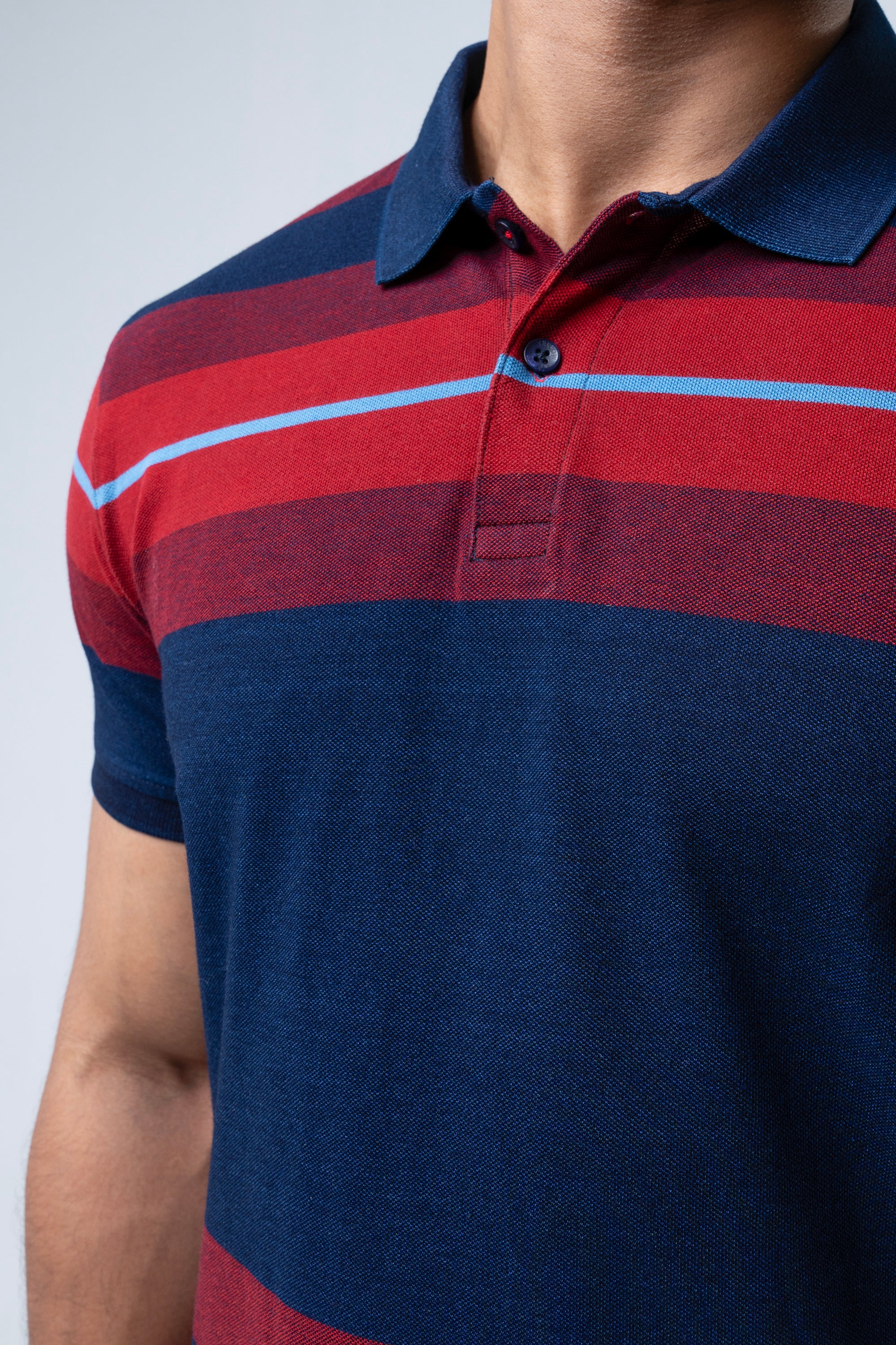Regular Fit Indigo Yarn-Dyed Polo Shirt - Image 11