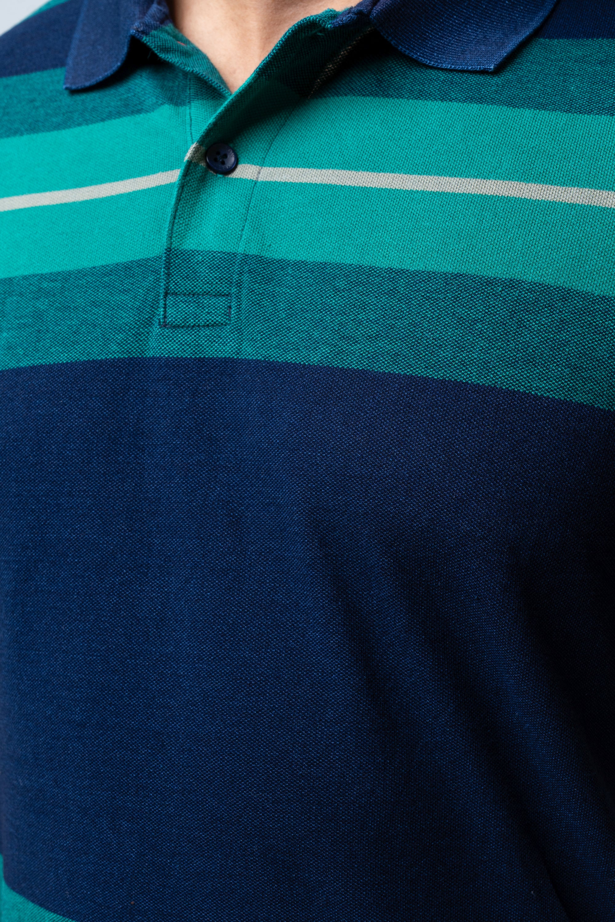 Regular Fit Indigo Yarn-Dyed Polo Shirt - Image 5