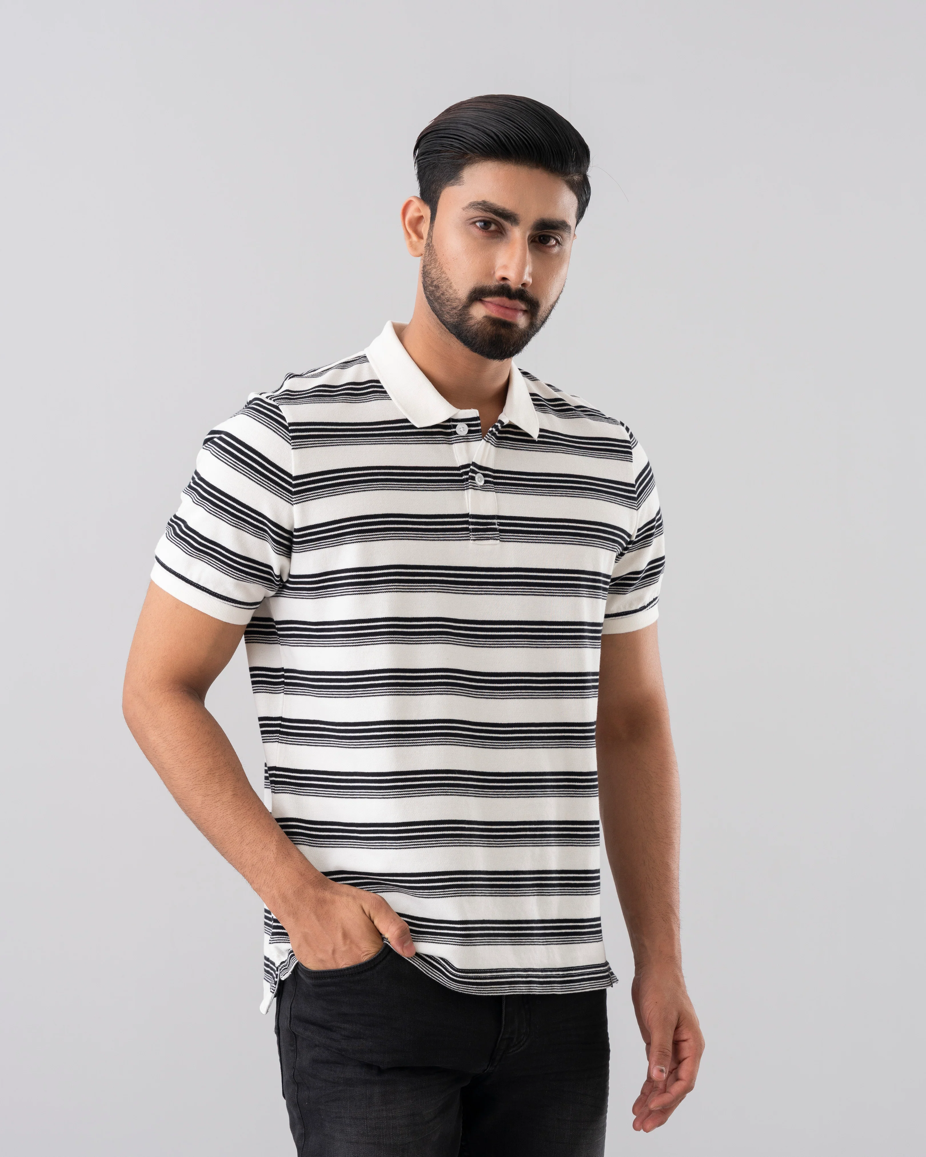 Relaxed Fit Yarn-Dyed Polo Shirt - Image 3