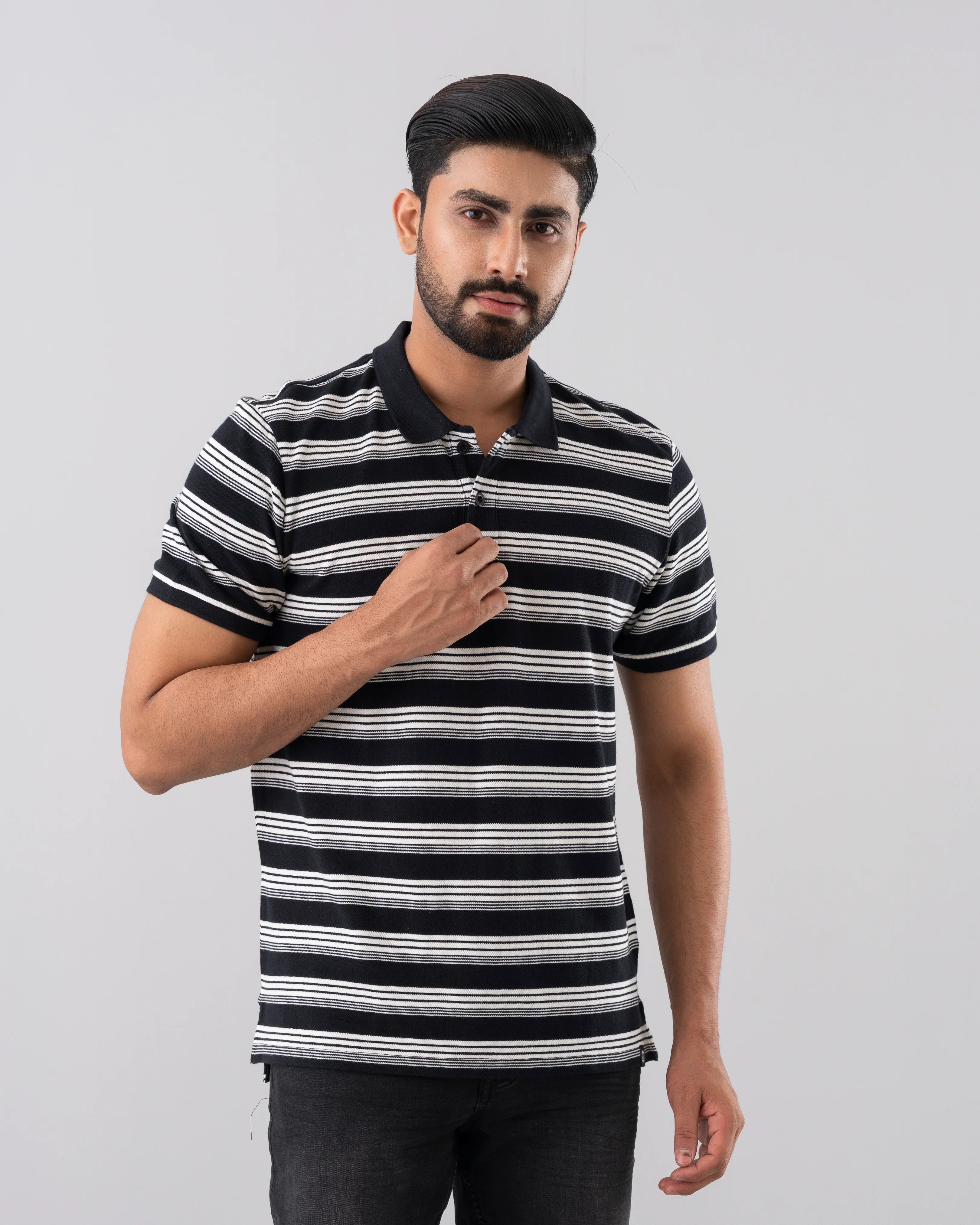 Relaxed Fit Yarn-Dyed Polo Shirt - Image 9