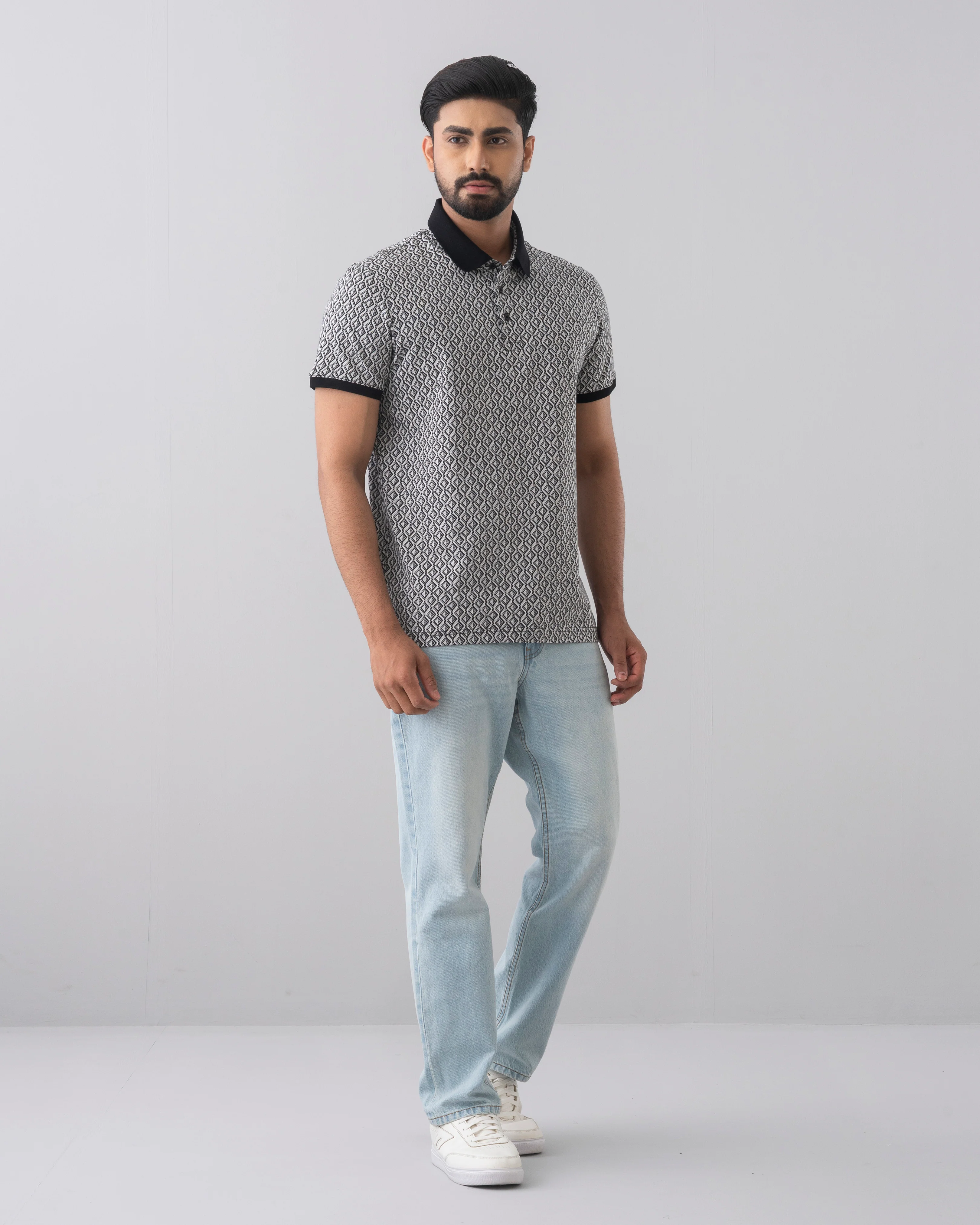 Regular Fit Jacquard Mercerised Polo Shirt
