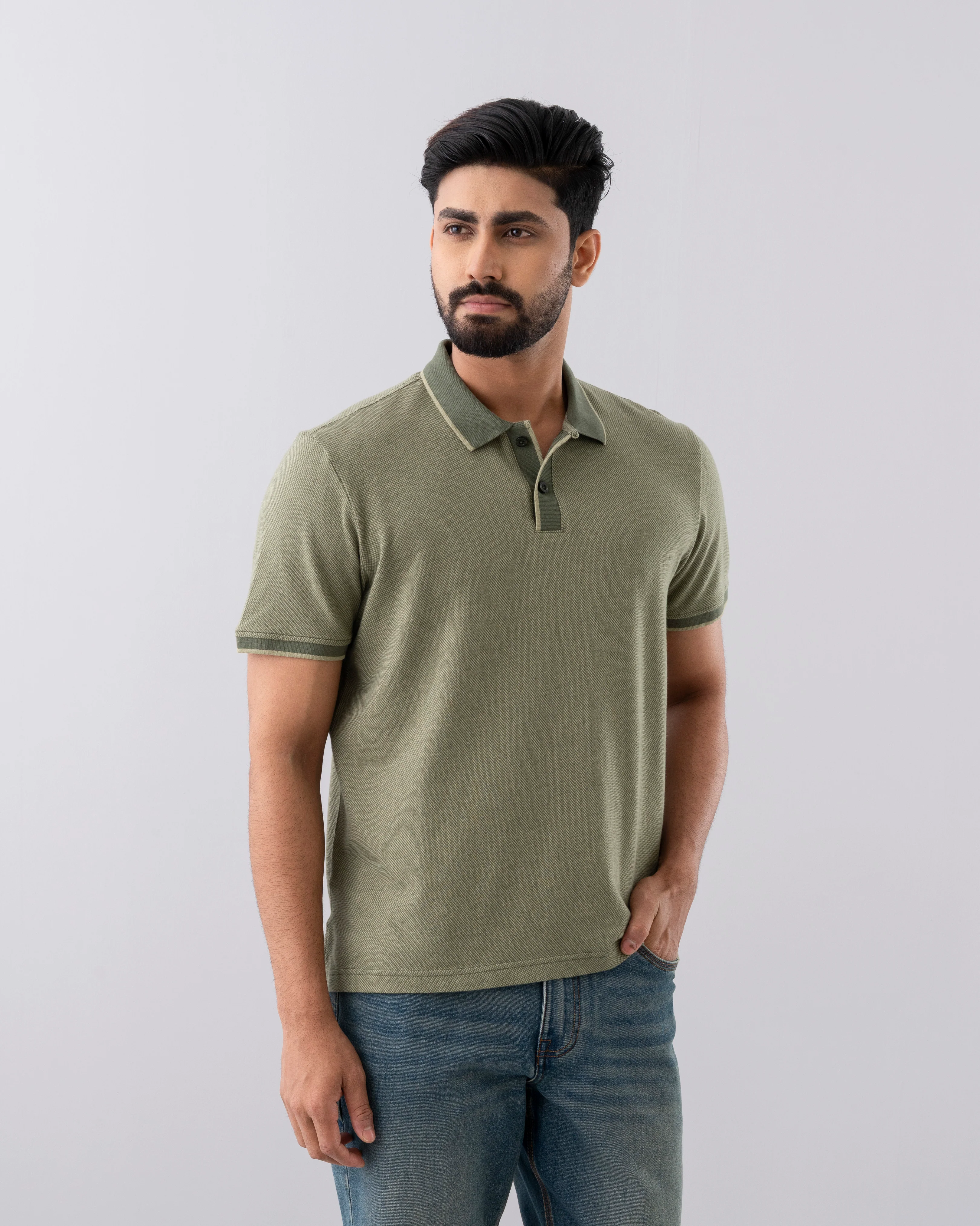 Relaxed Fit Yarn-Dyed Polo Shirt - Image 3