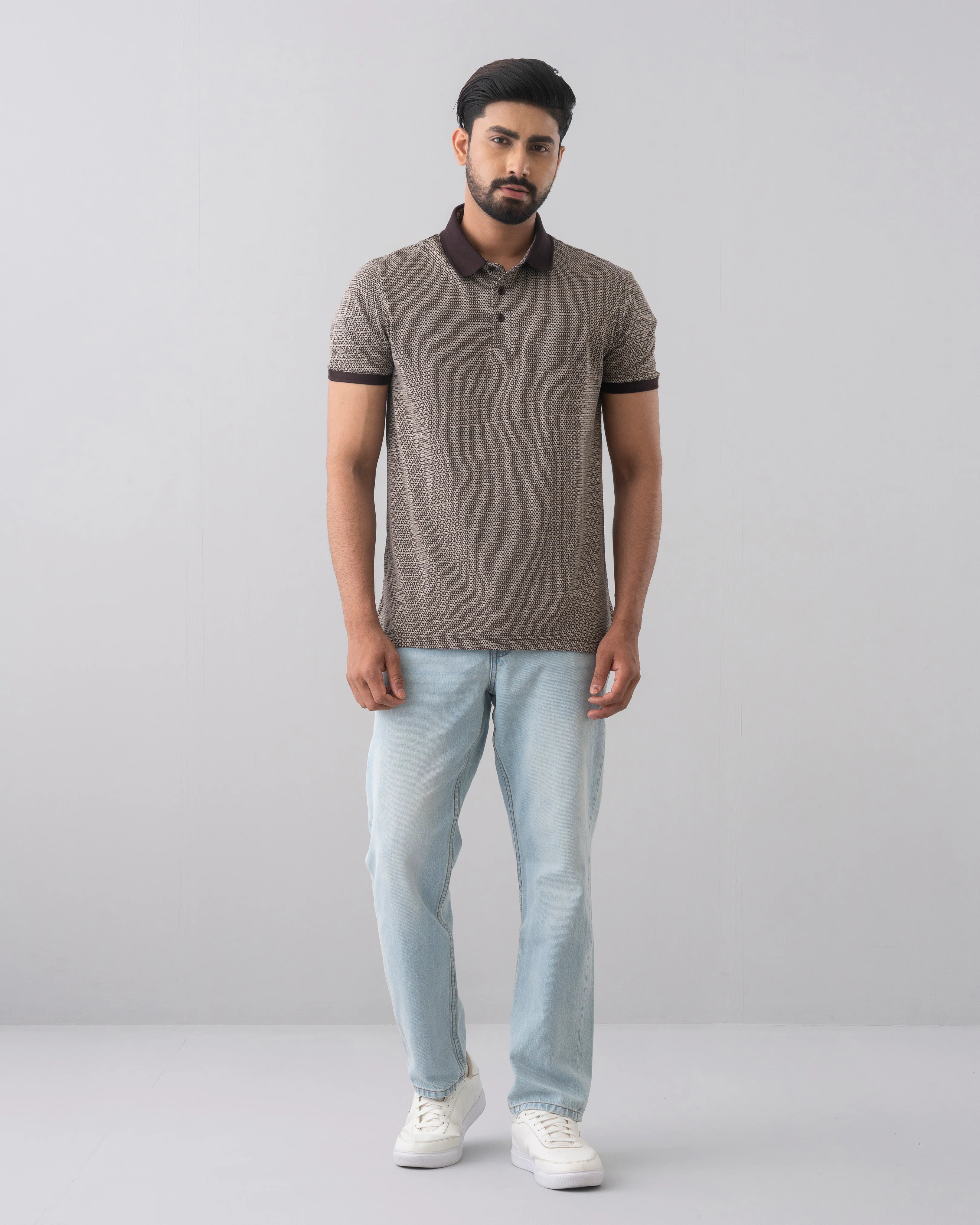 Regular Fit Mercerised Jacquard Polo Shirt