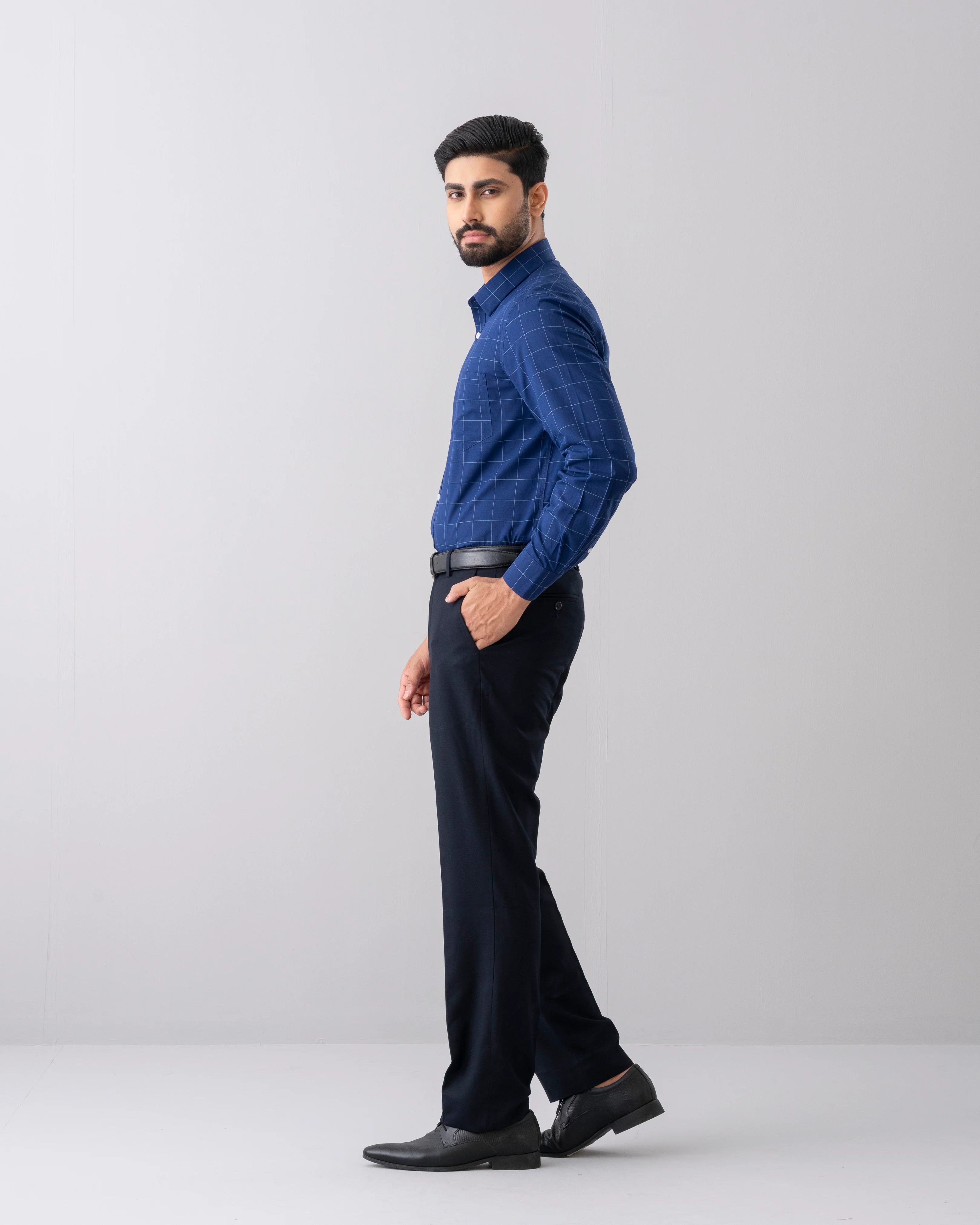 Regular Fit Thin Check Formal Shirt - Image 3