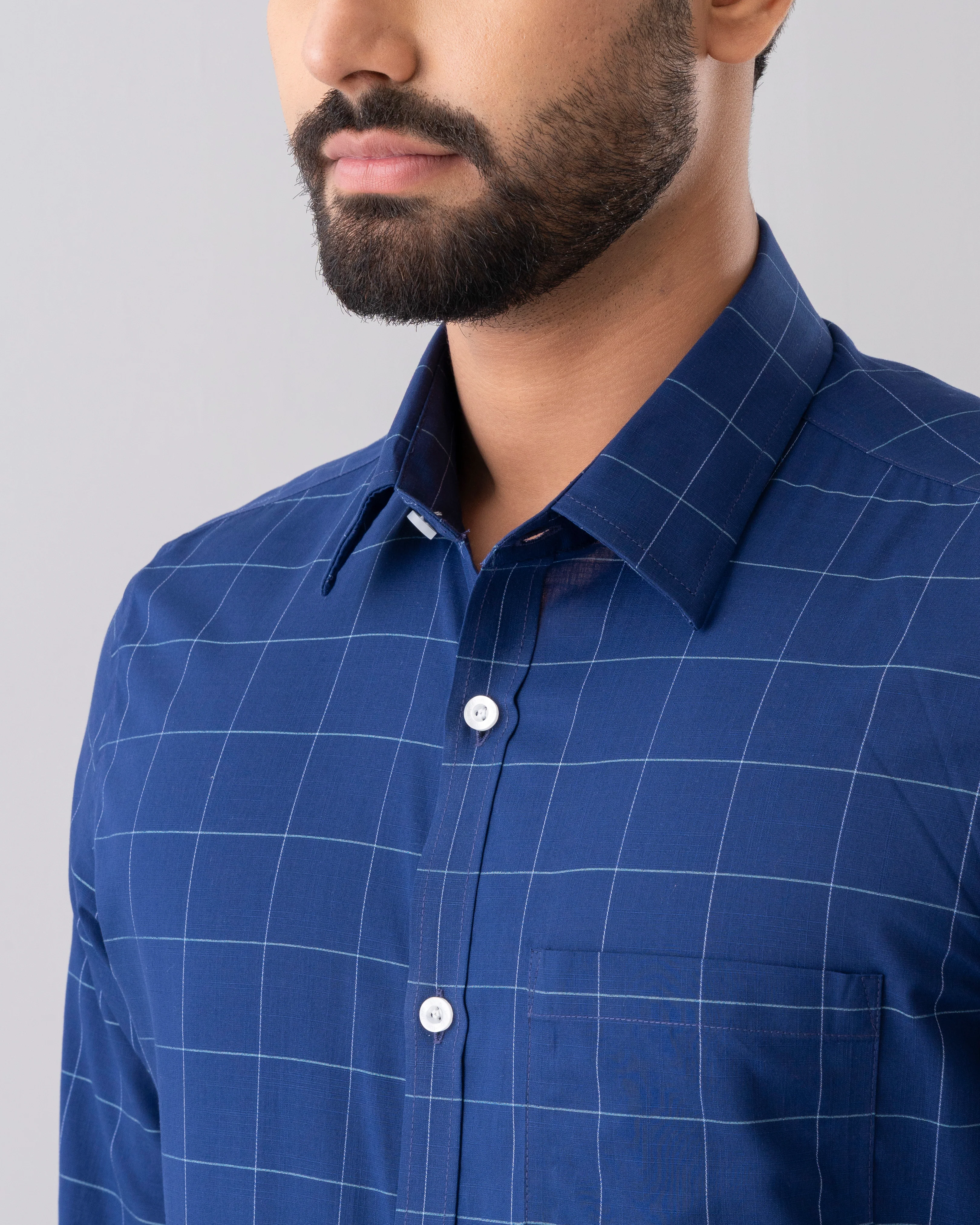 Regular Fit Thin Check Formal Shirt - Image 5