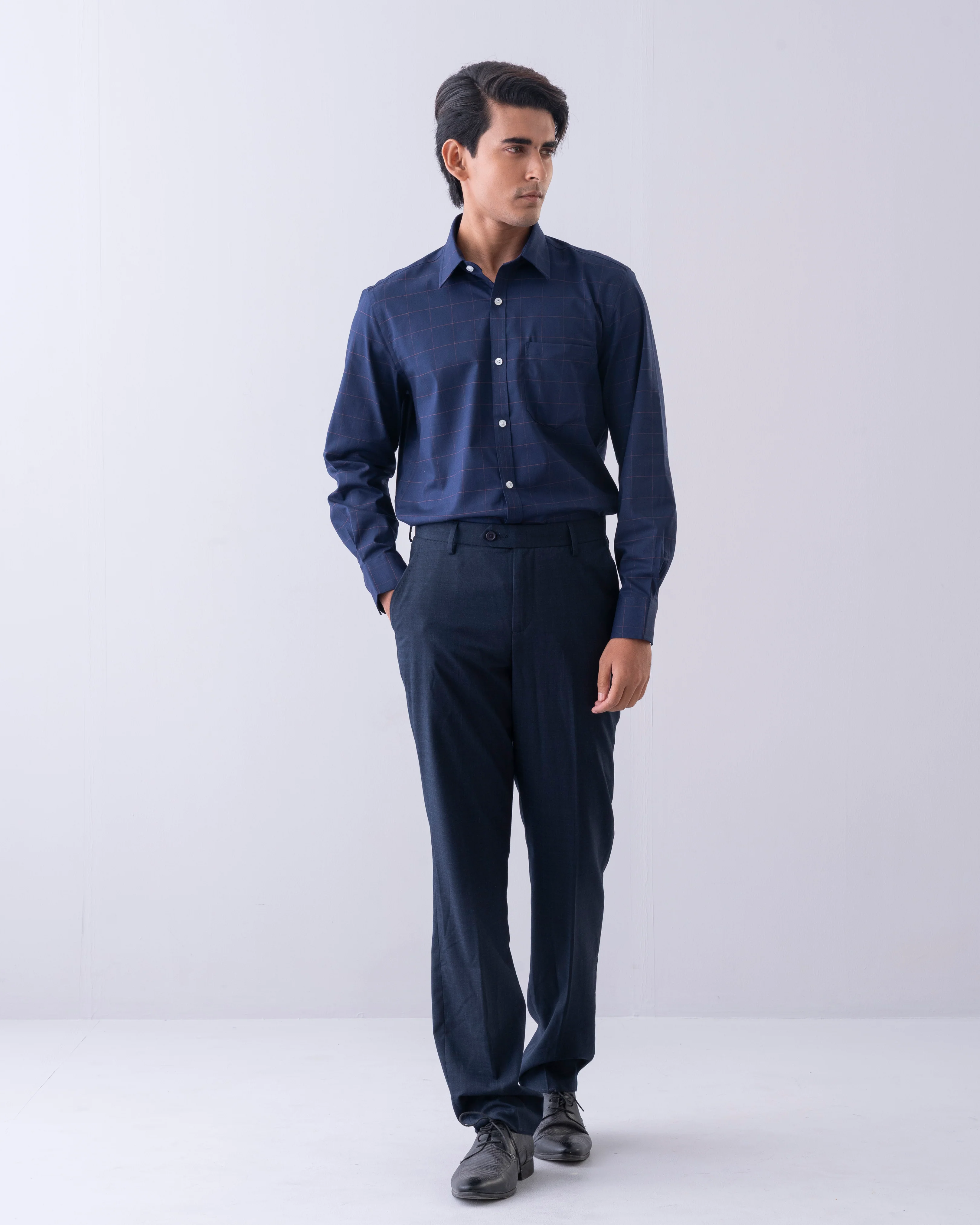 Regular Fit Thin Check Formal Shirt - Image 7