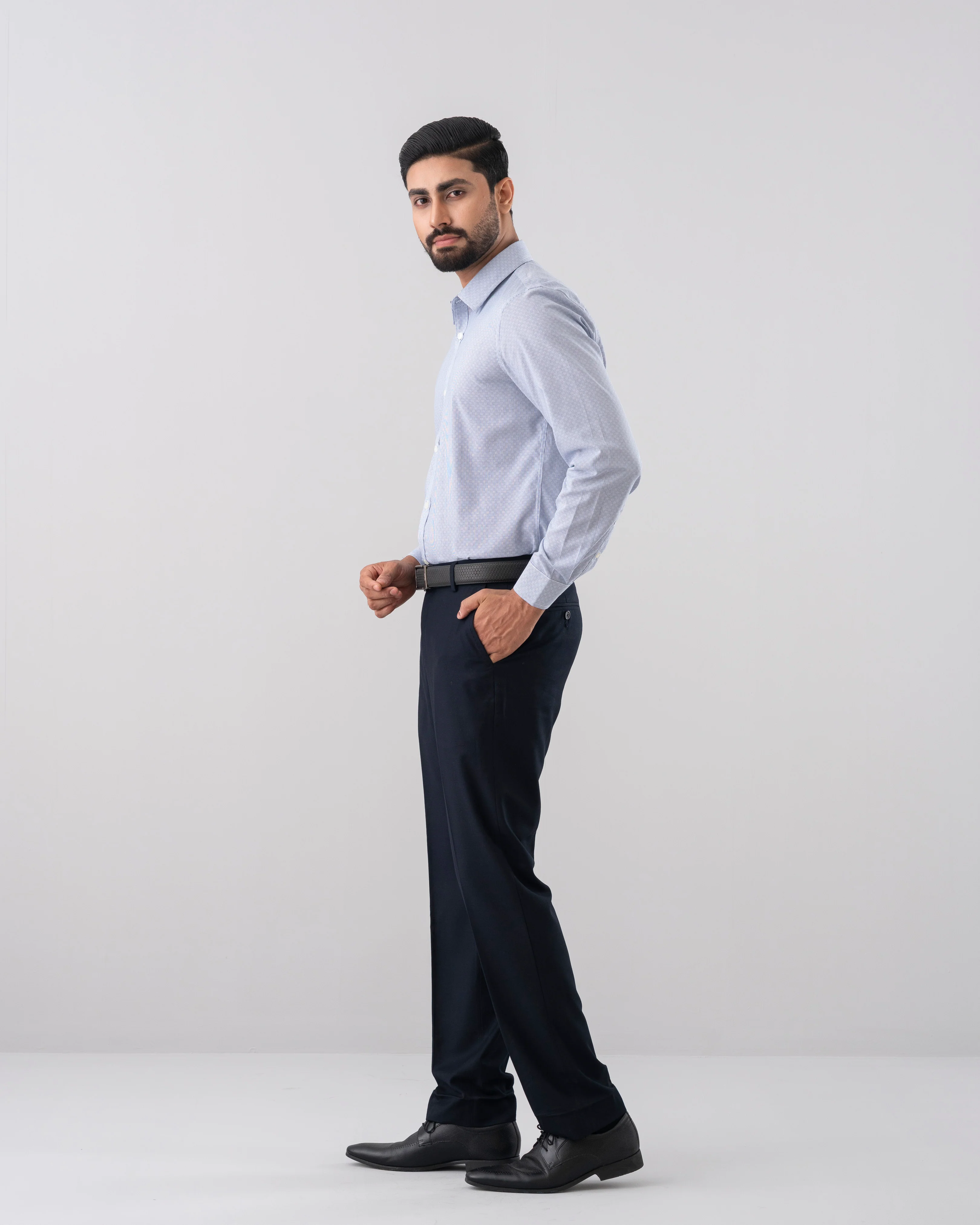 Slim Fit Dobby Textured Formal Shirt - Image 3