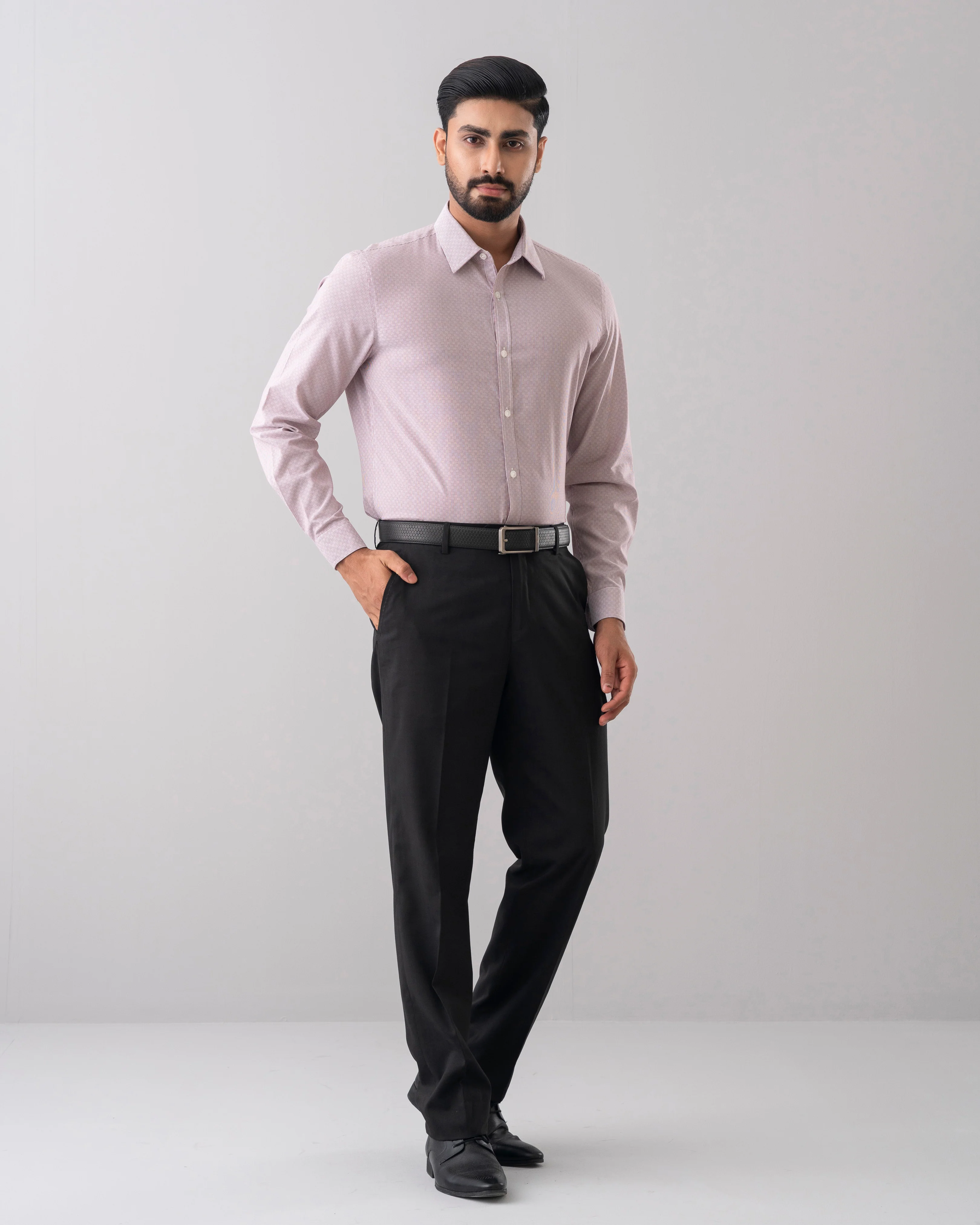 Slim Fit Dobby Textured Formal Shirt - Image 7