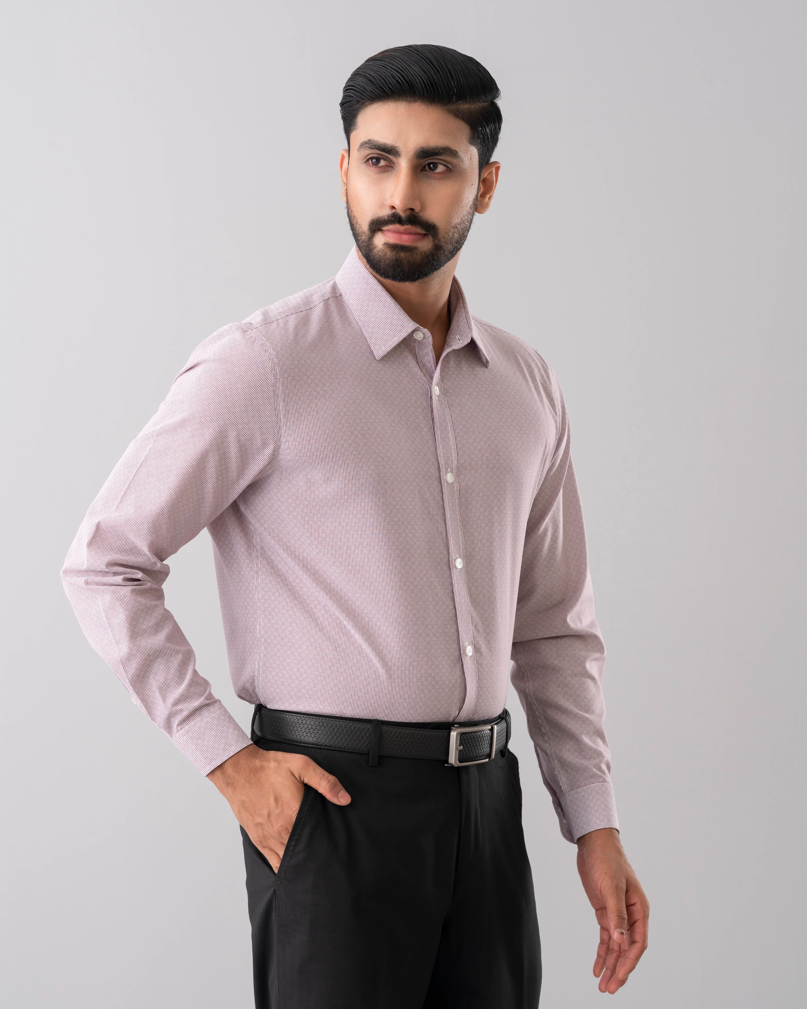 Slim Fit Dobby Textured Formal Shirt - Image 9
