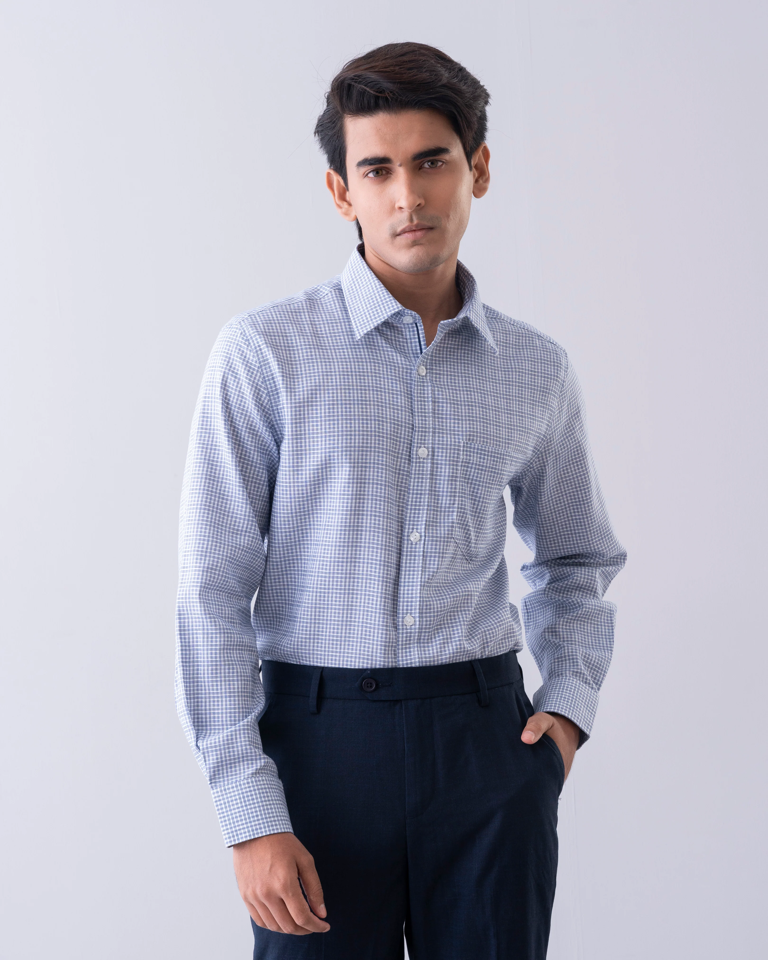 Regular Fit Micro Dobby Check Templeton Formal Shirt - Image 2