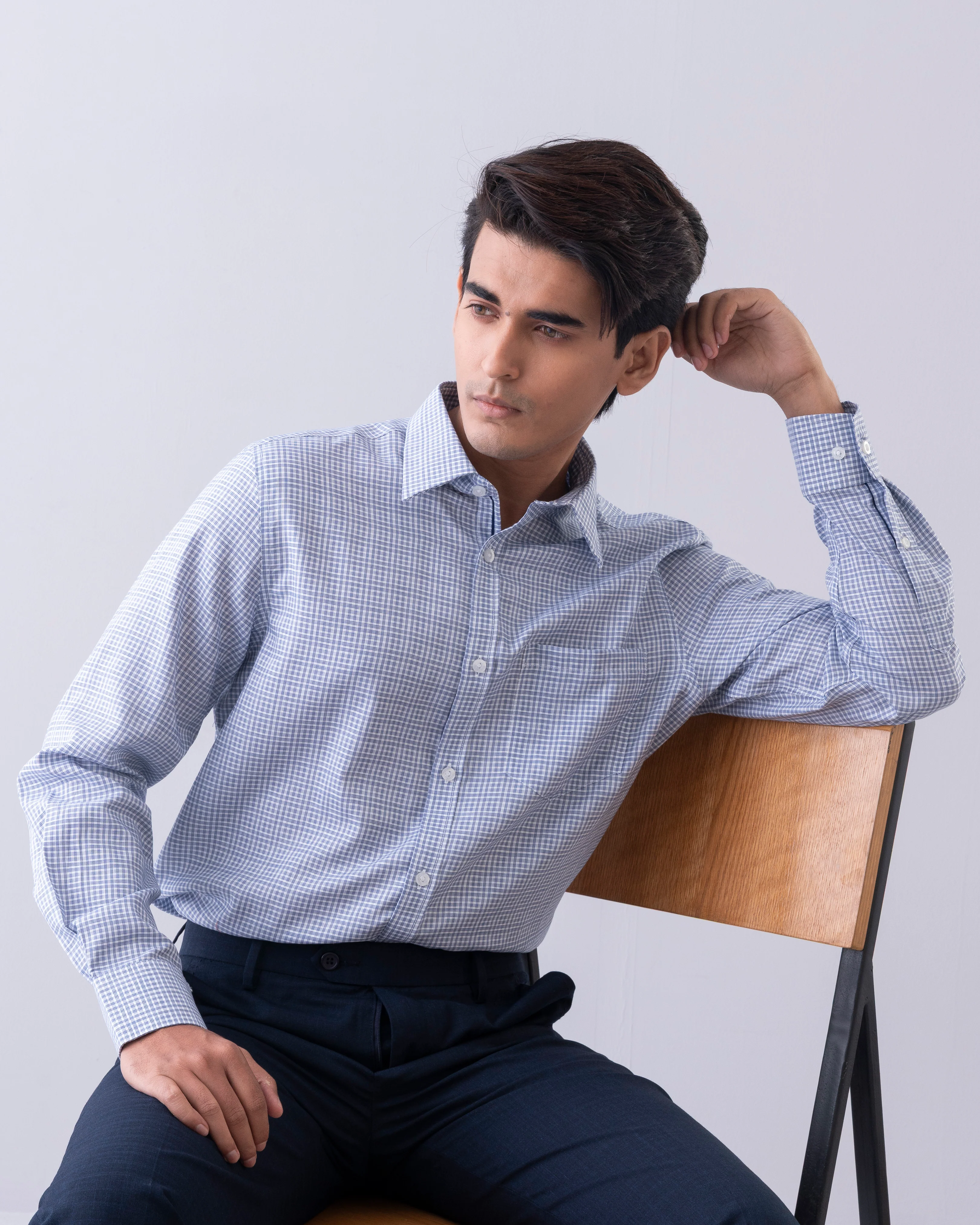 Regular Fit Micro Dobby Check Templeton Formal Shirt - Image 7