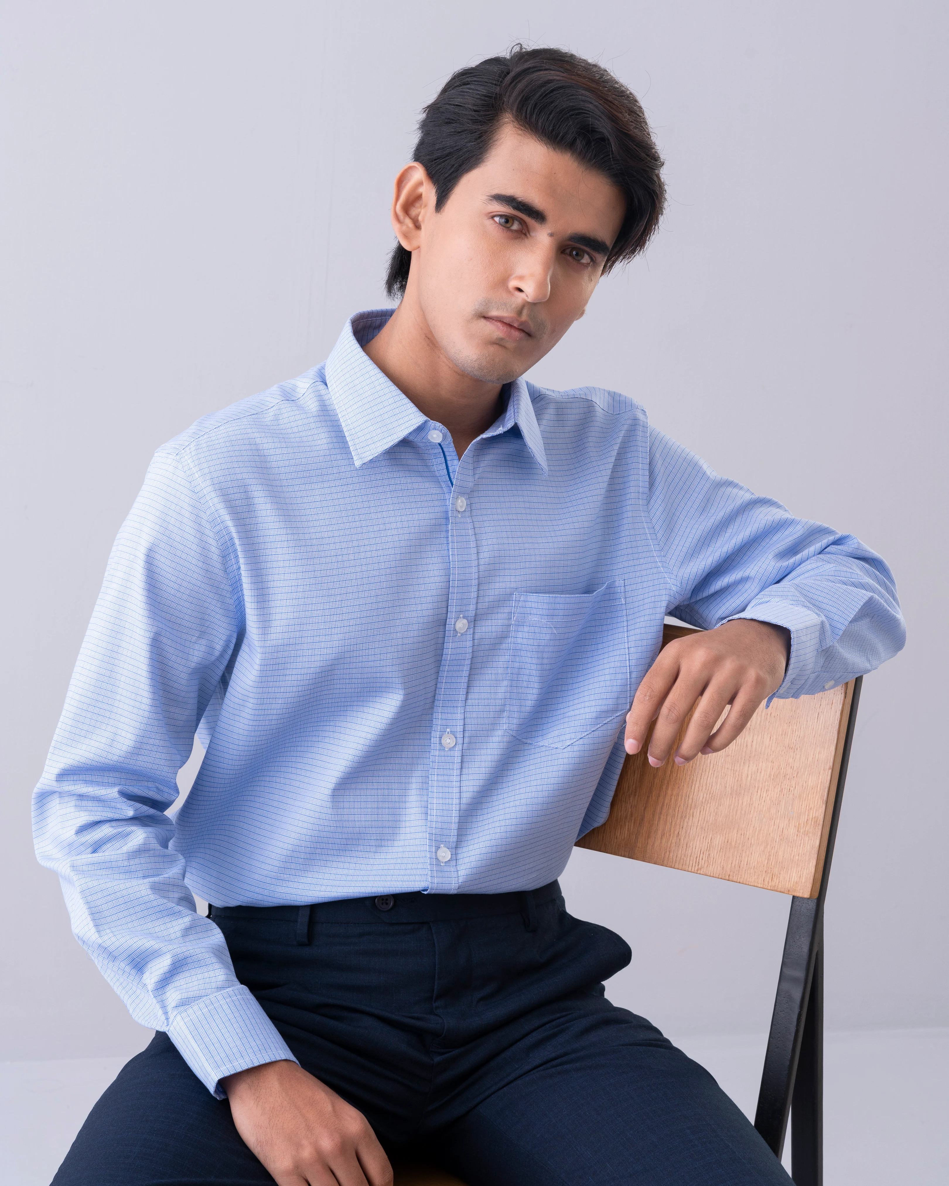 Slim Fit Classic Dobby Check Templeton Formal Shirt - Image 7