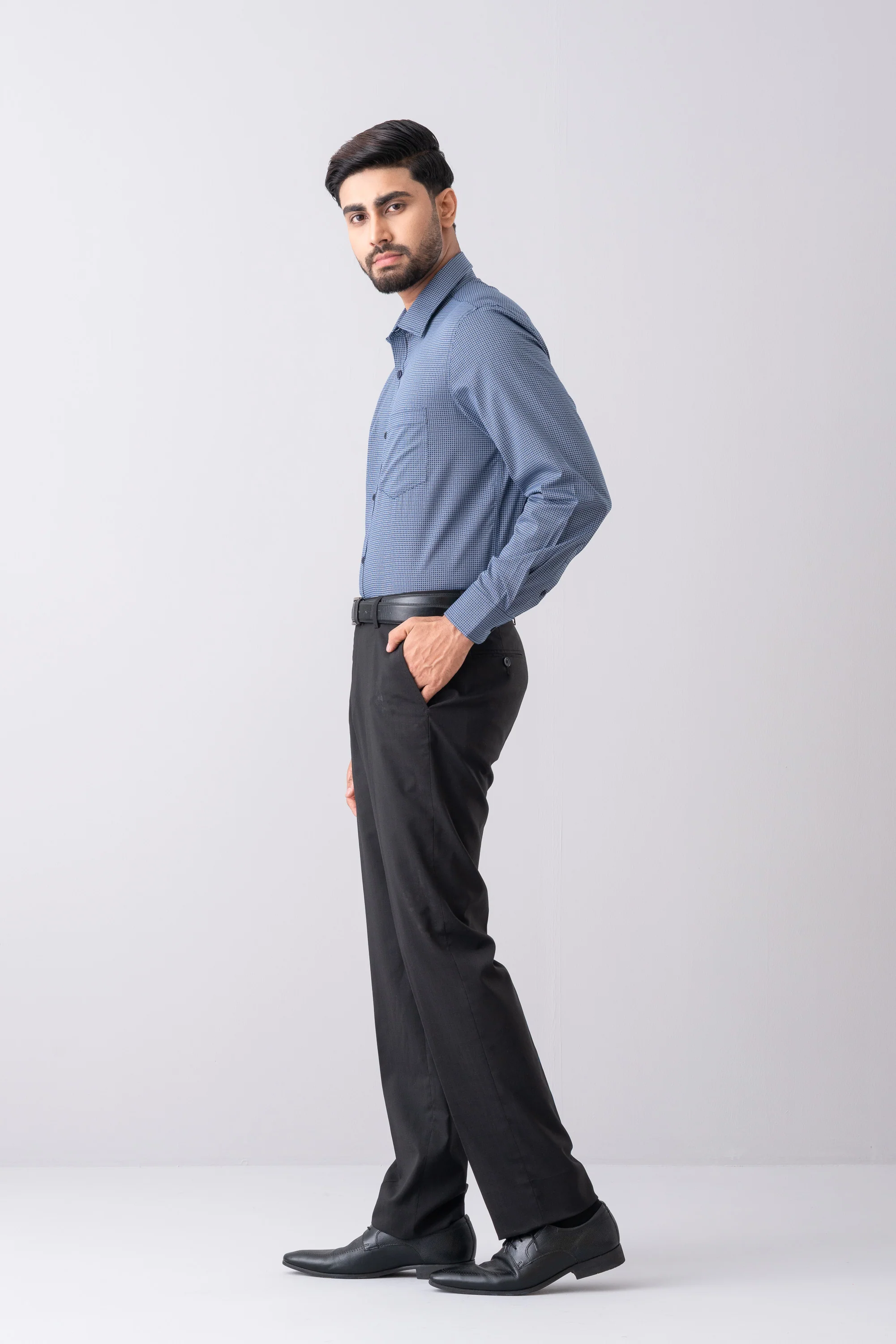 Regular Fit Micro-Printed Ultra Formal Shirt - Image 3