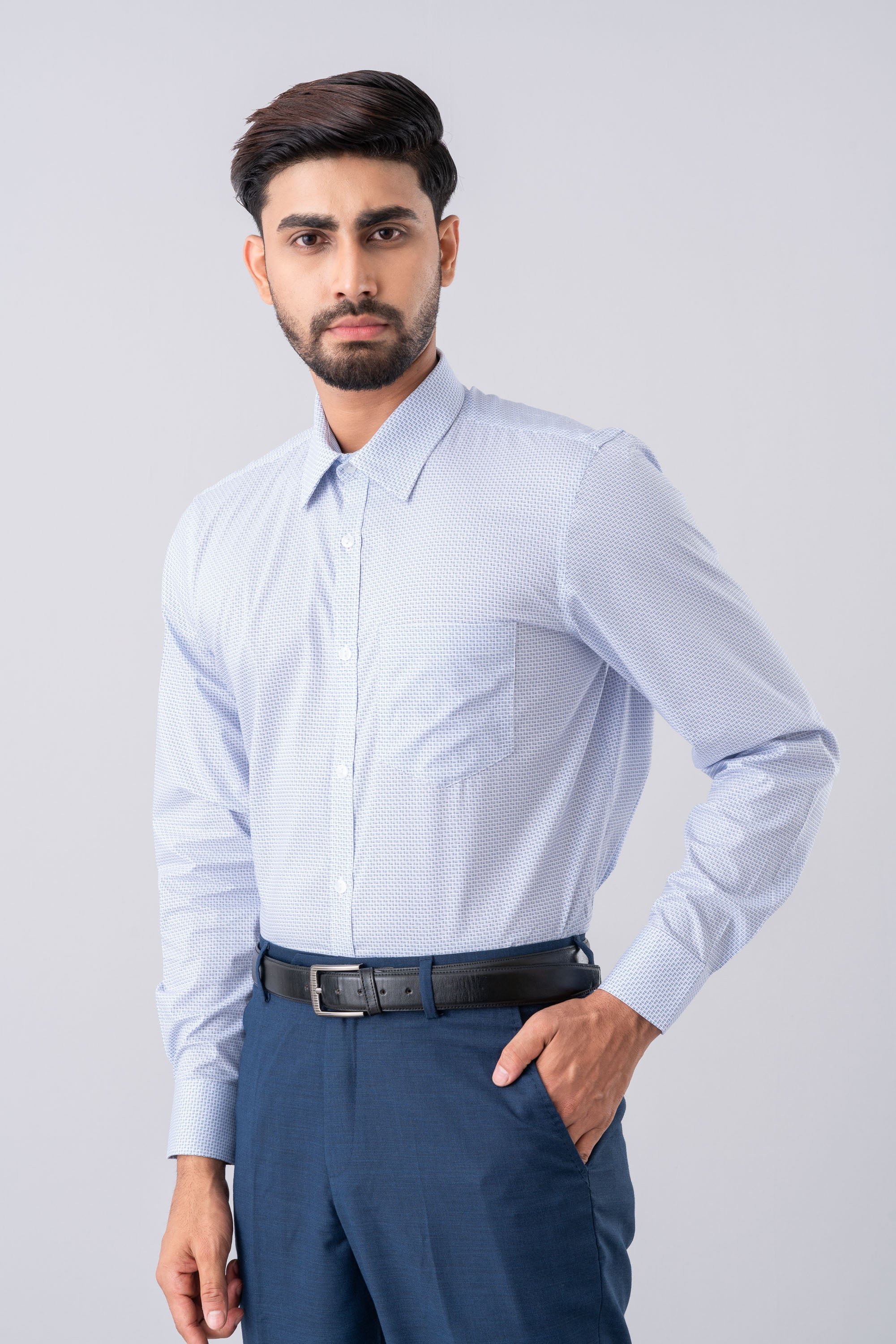 Regular Fit Micro-Checkered Ultra Formal Shirt - Image 10