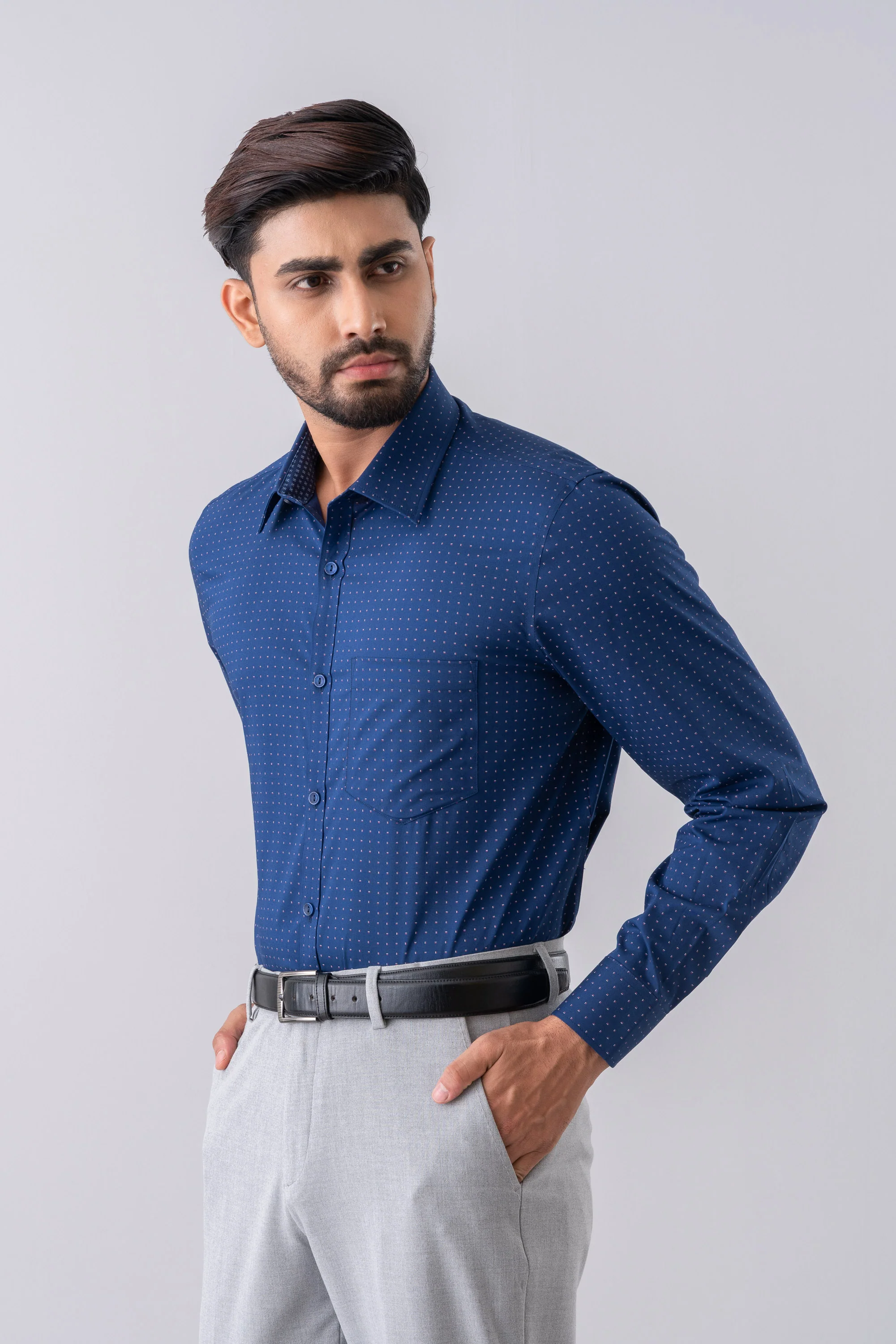 Regular Fit Micro-Checkered Ultra Formal Shirt - Image 2
