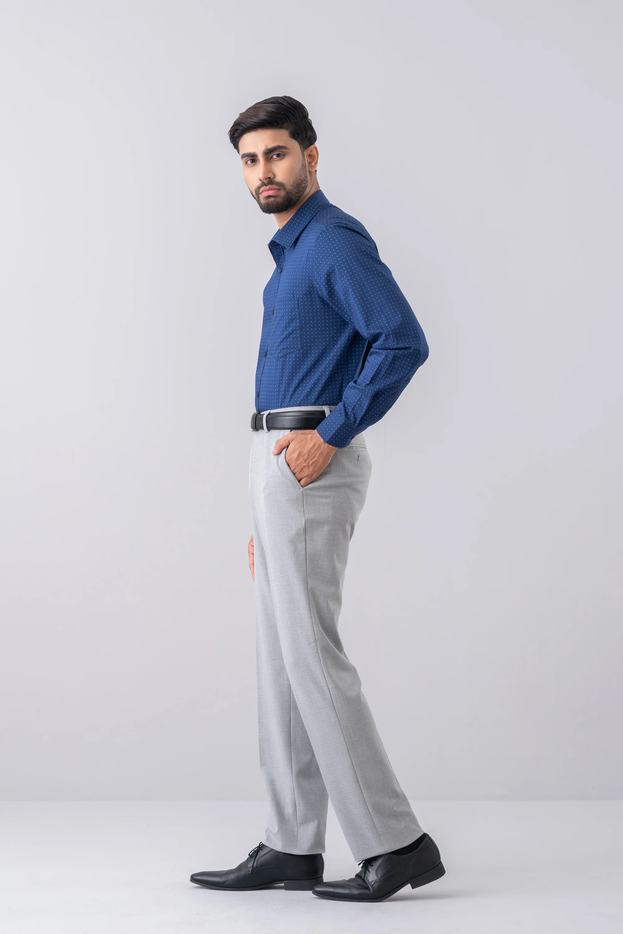 Regular Fit Micro-Checkered Ultra Formal Shirt - Image 3