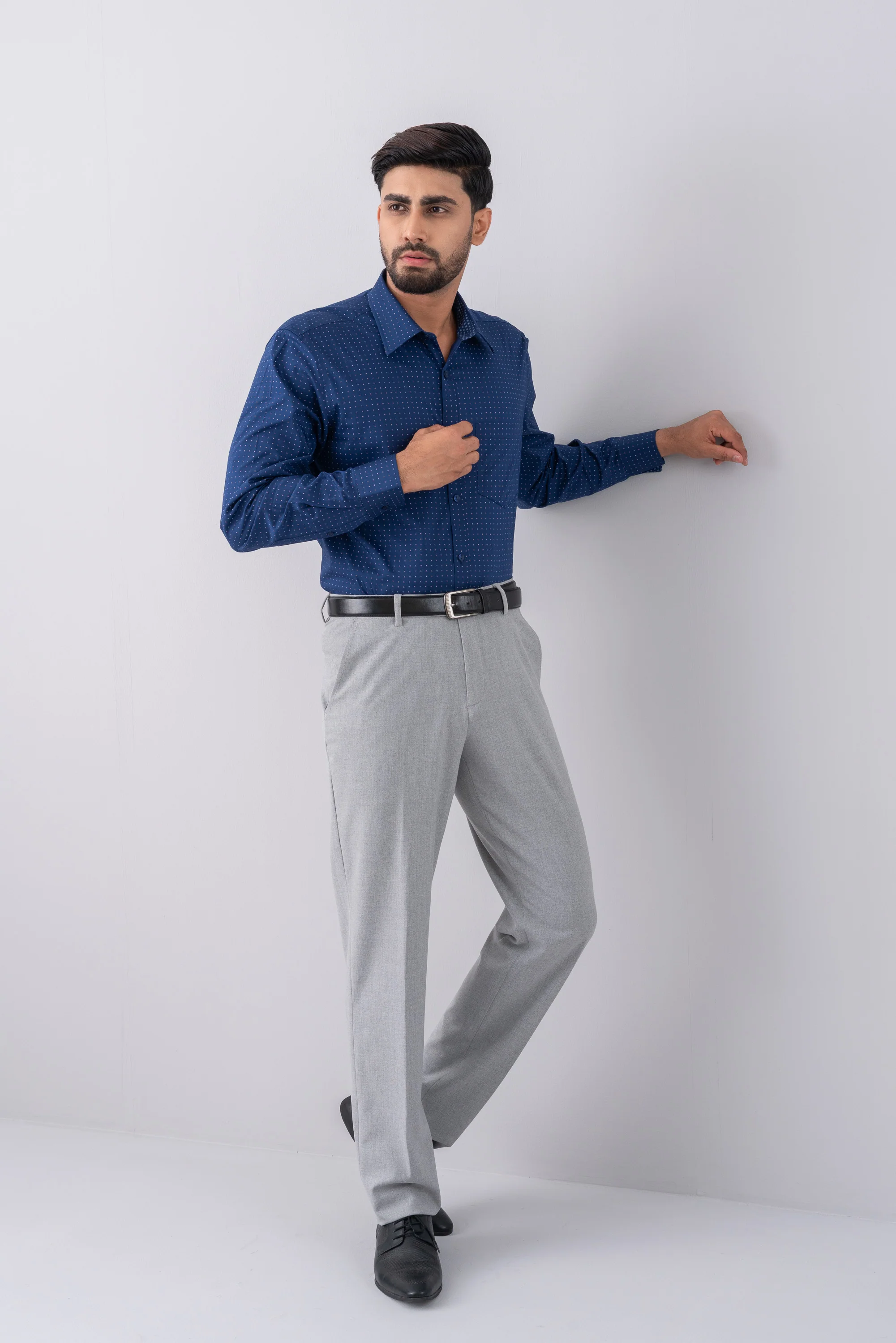 Regular Fit Micro-Checkered Ultra Formal Shirt - Image 4
