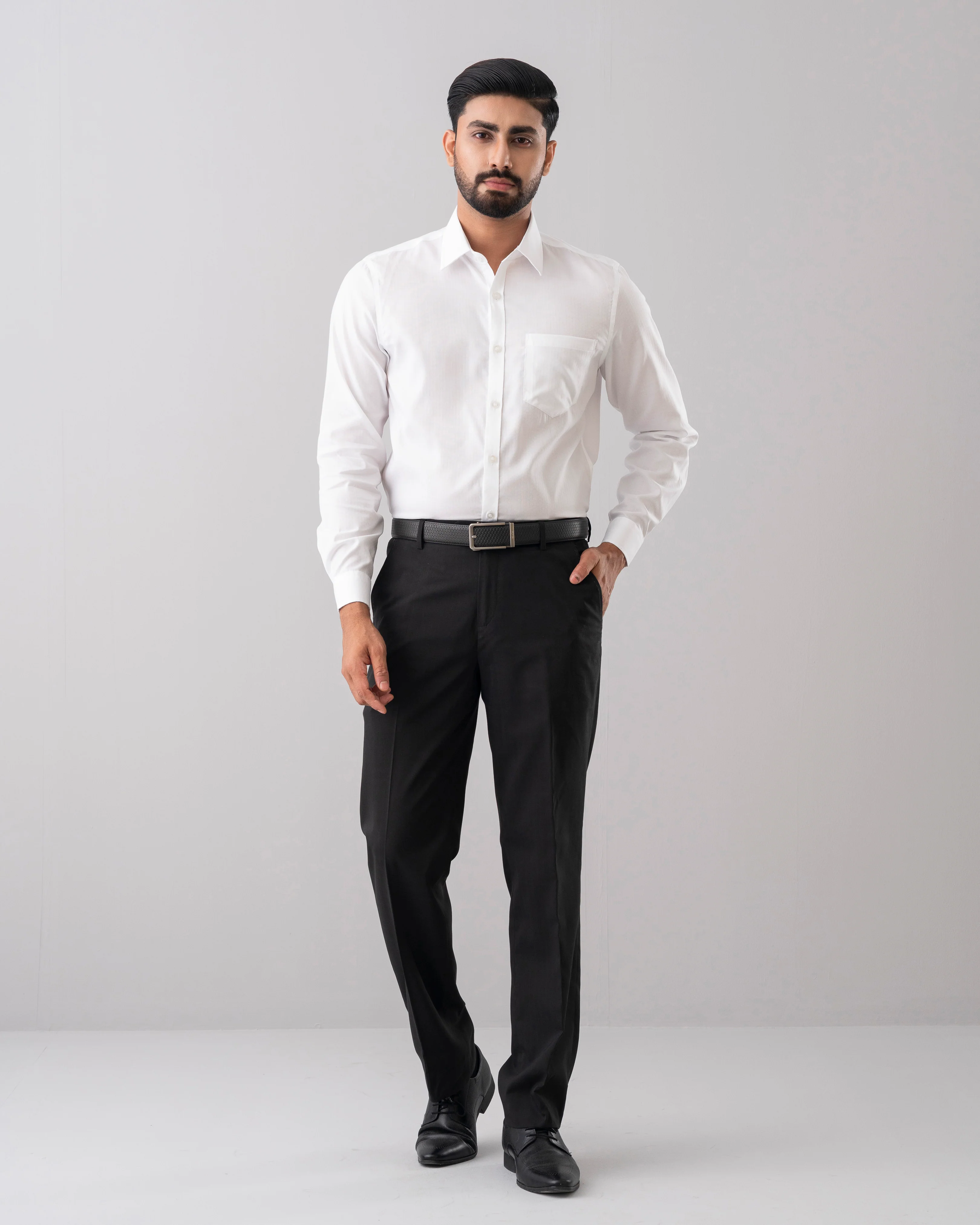 Slim Fit Solid Dyed Dobby Weave Templeton Formal Shirt - Image 7