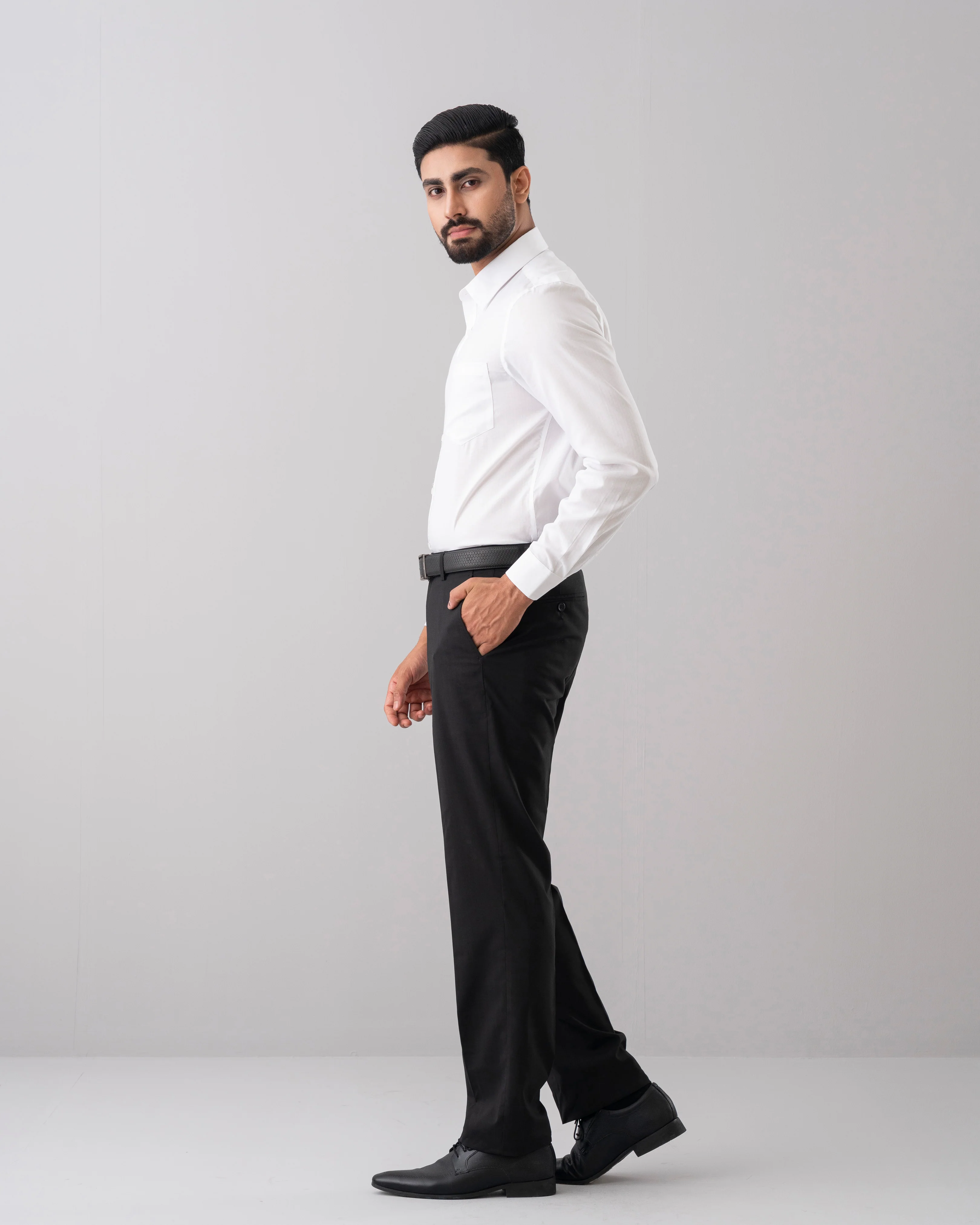 Slim Fit Solid Dyed Dobby Weave Templeton Formal Shirt - Image 9