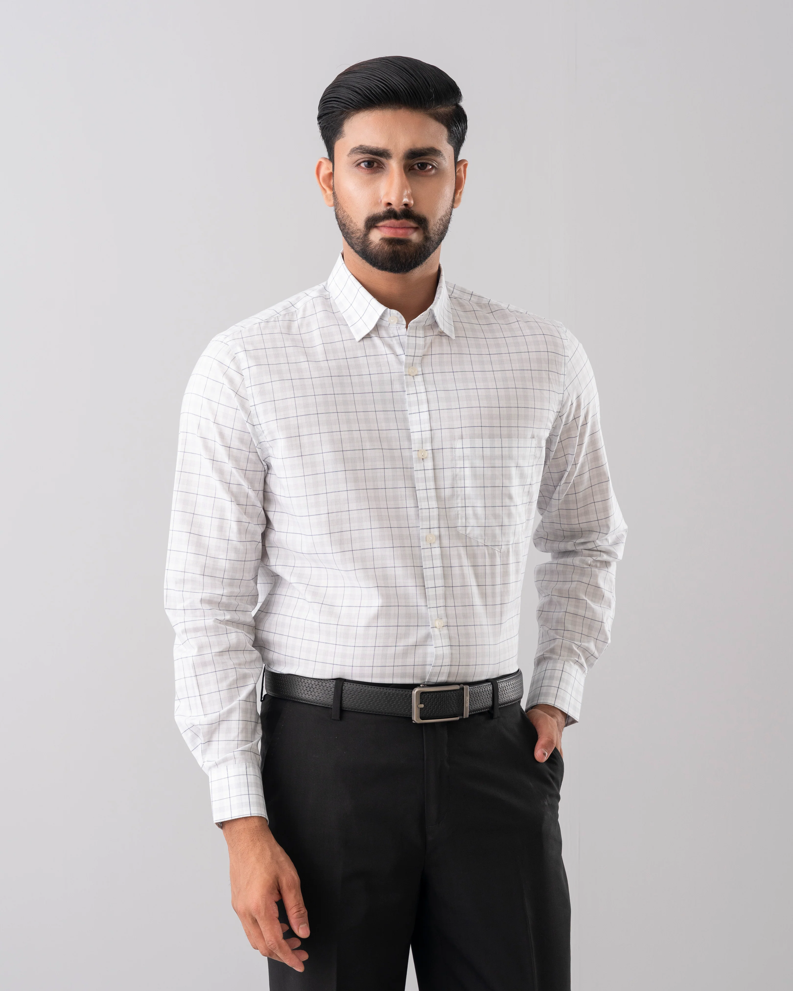 Regular Fit Subtle Check Formal Shirt - Image 2