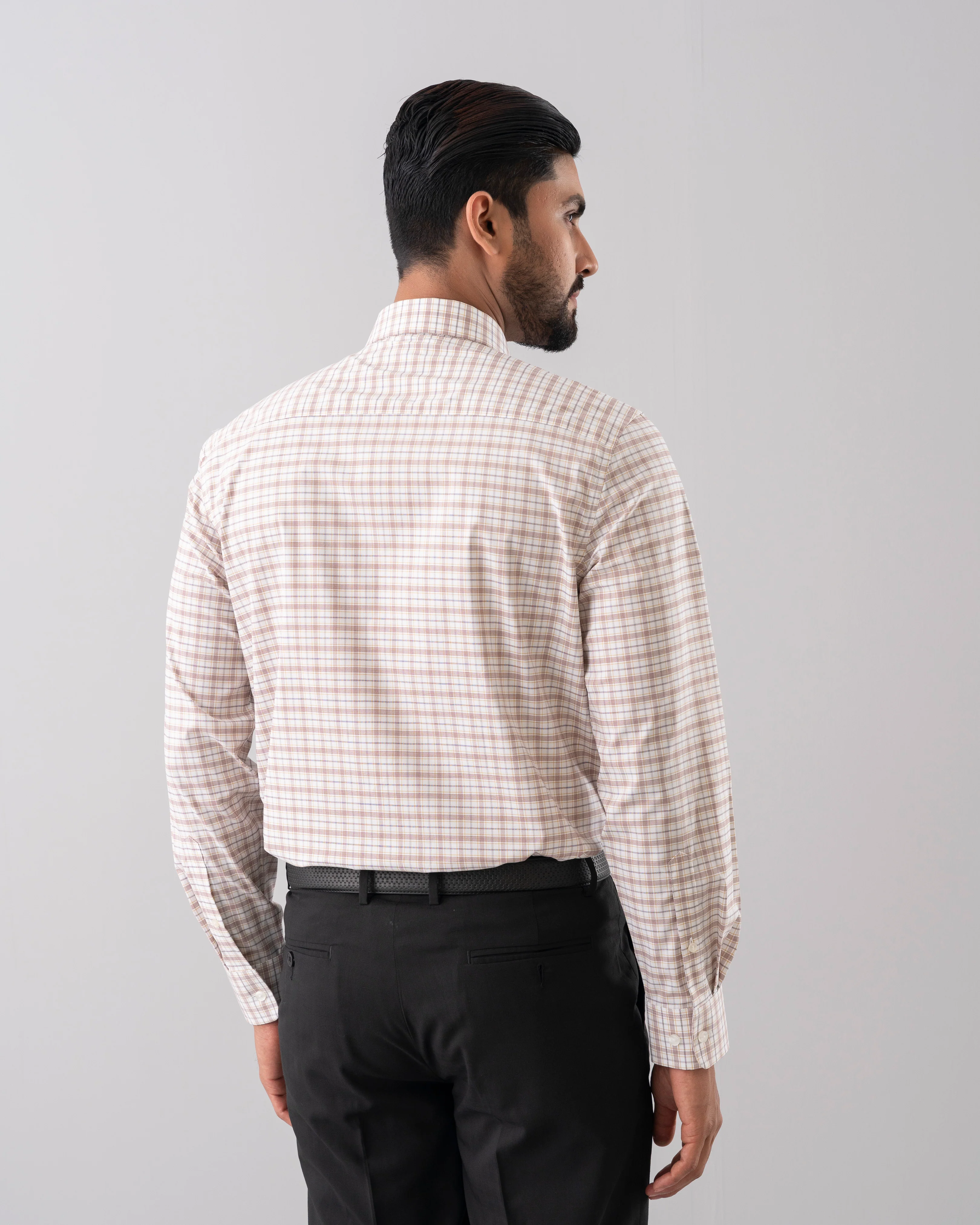 Regular Fit Micro Yarn-Dyed Check Formal Shirt - Image 4