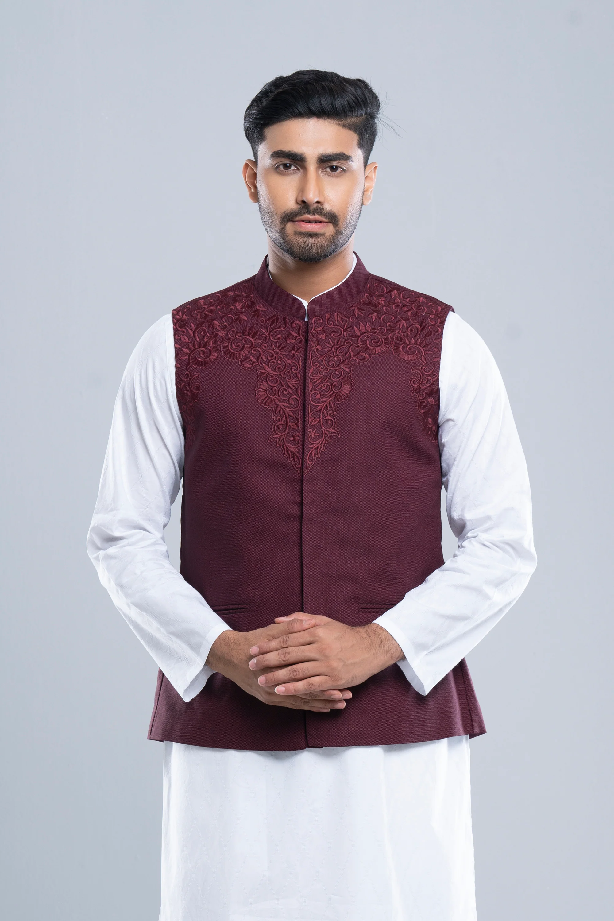 Regular Fit Embroidered Semi-Formal Waistcoat - Image 2
