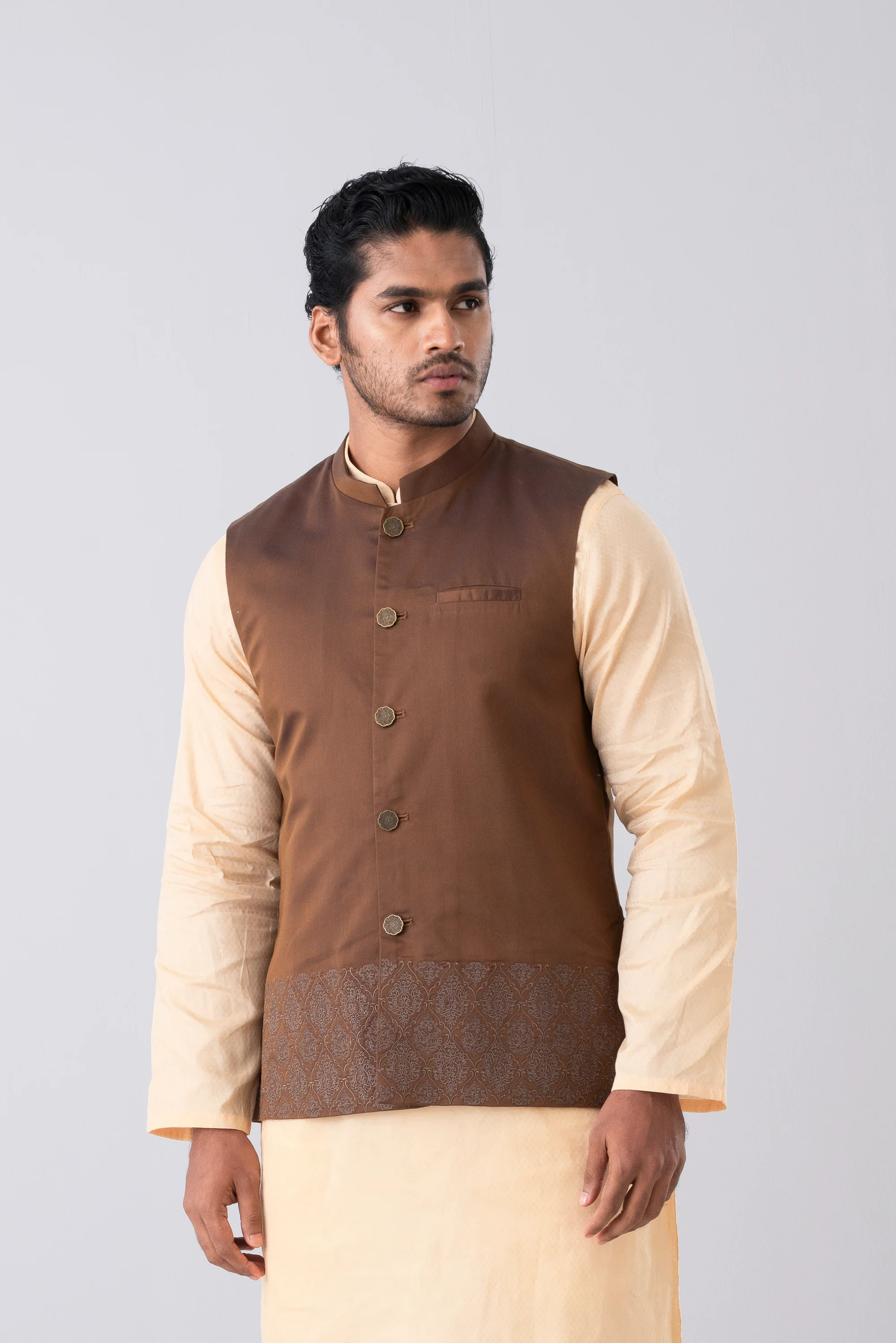Regular Fit Embroidered Semi-Formal Waistcoat - Image 8