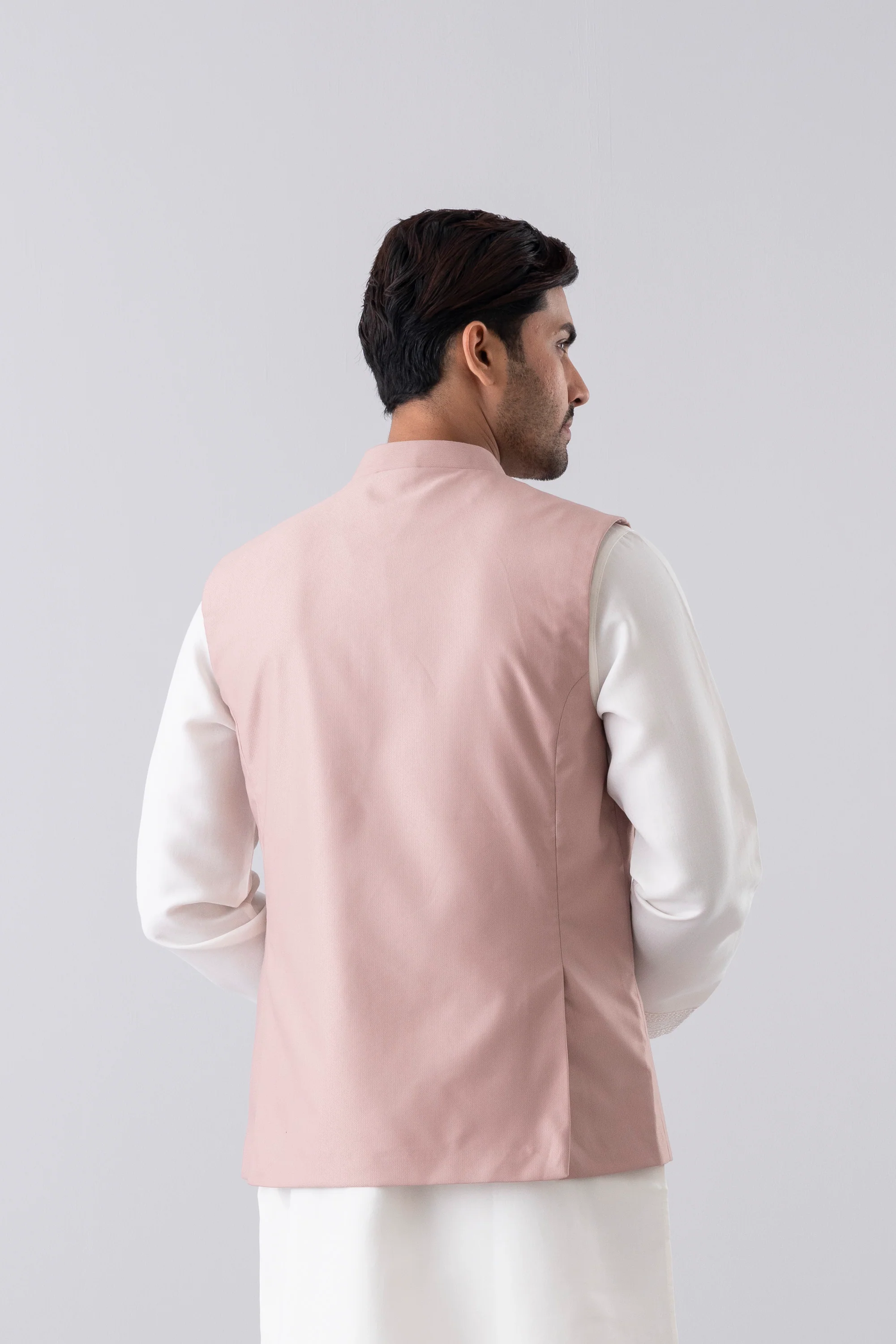 Regular Fit Blended Fabric Semi-Formal Waistcoat - Image 3