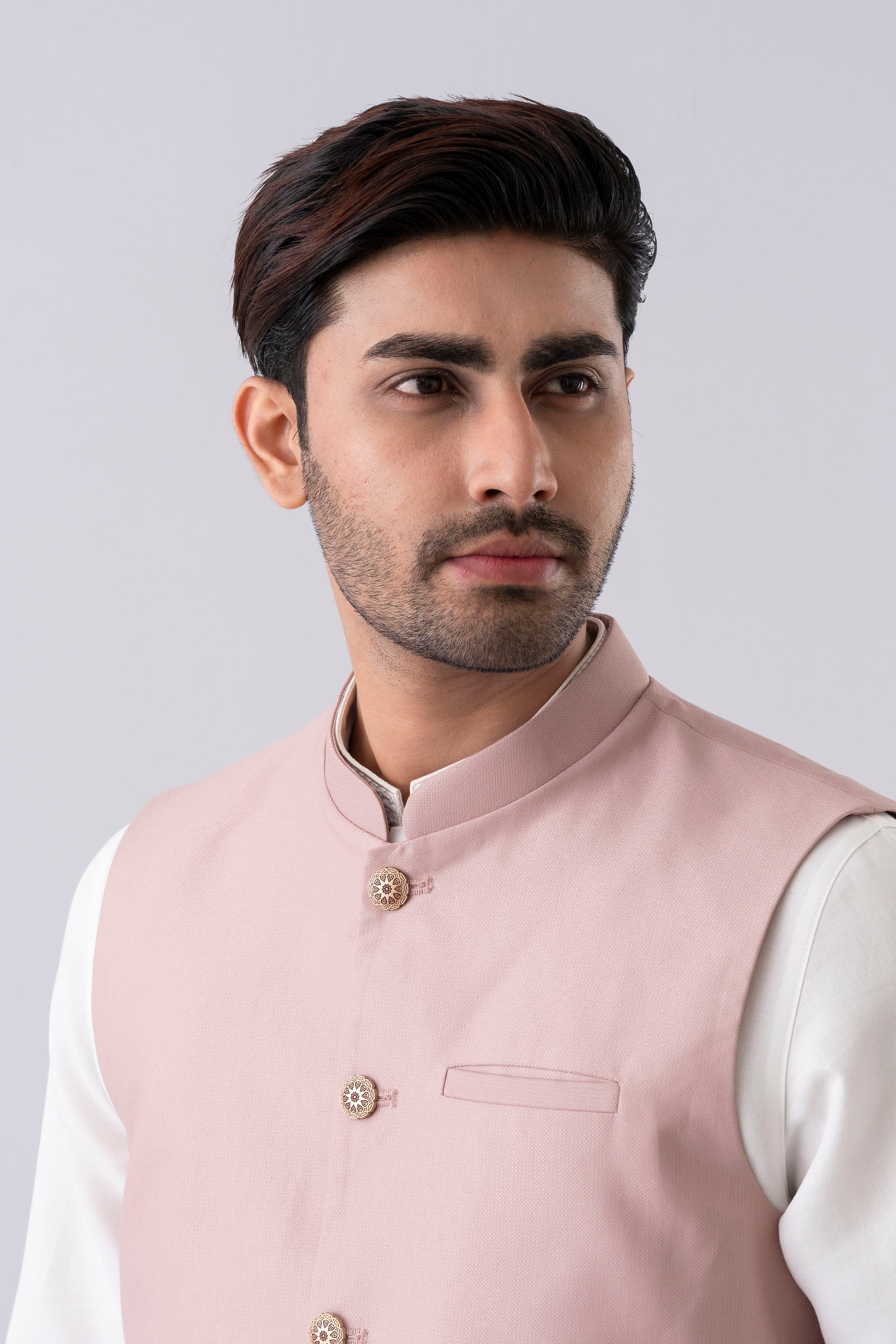 Regular Fit Blended Fabric Semi-Formal Waistcoat - Image 4